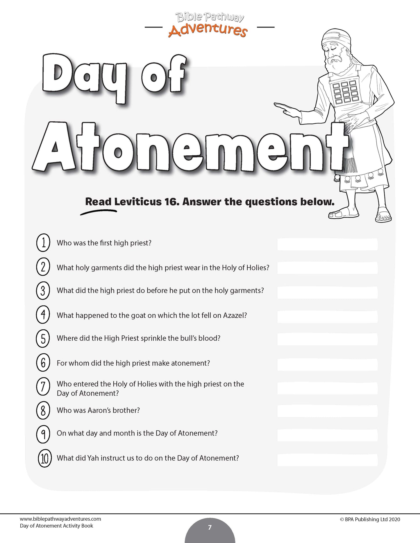 Day of Atonement (Yom Kippur) Activity Book (PDF)