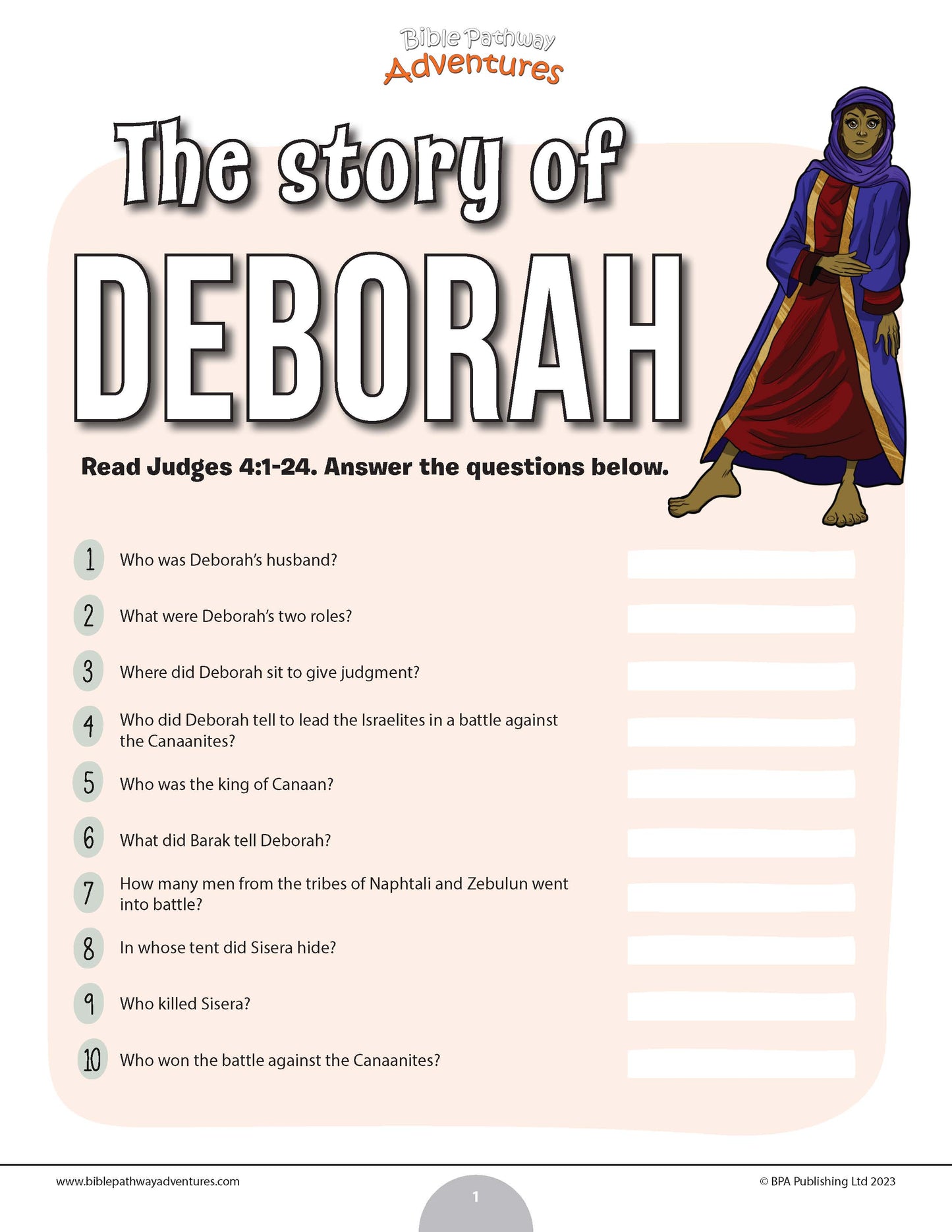 The story of Deborah Bible quiz (Grades 3-6)