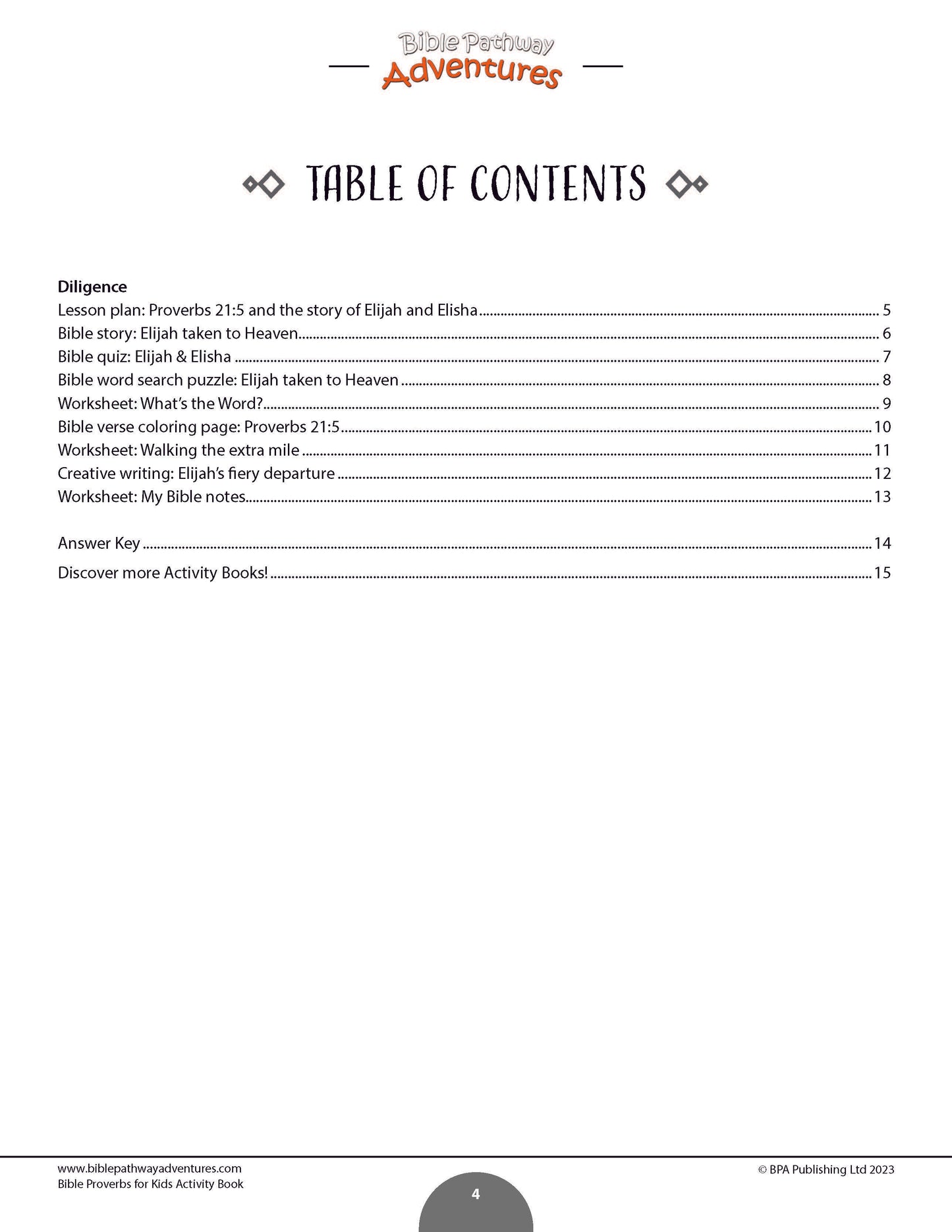 Diligence: Bible Activity Book for Kids