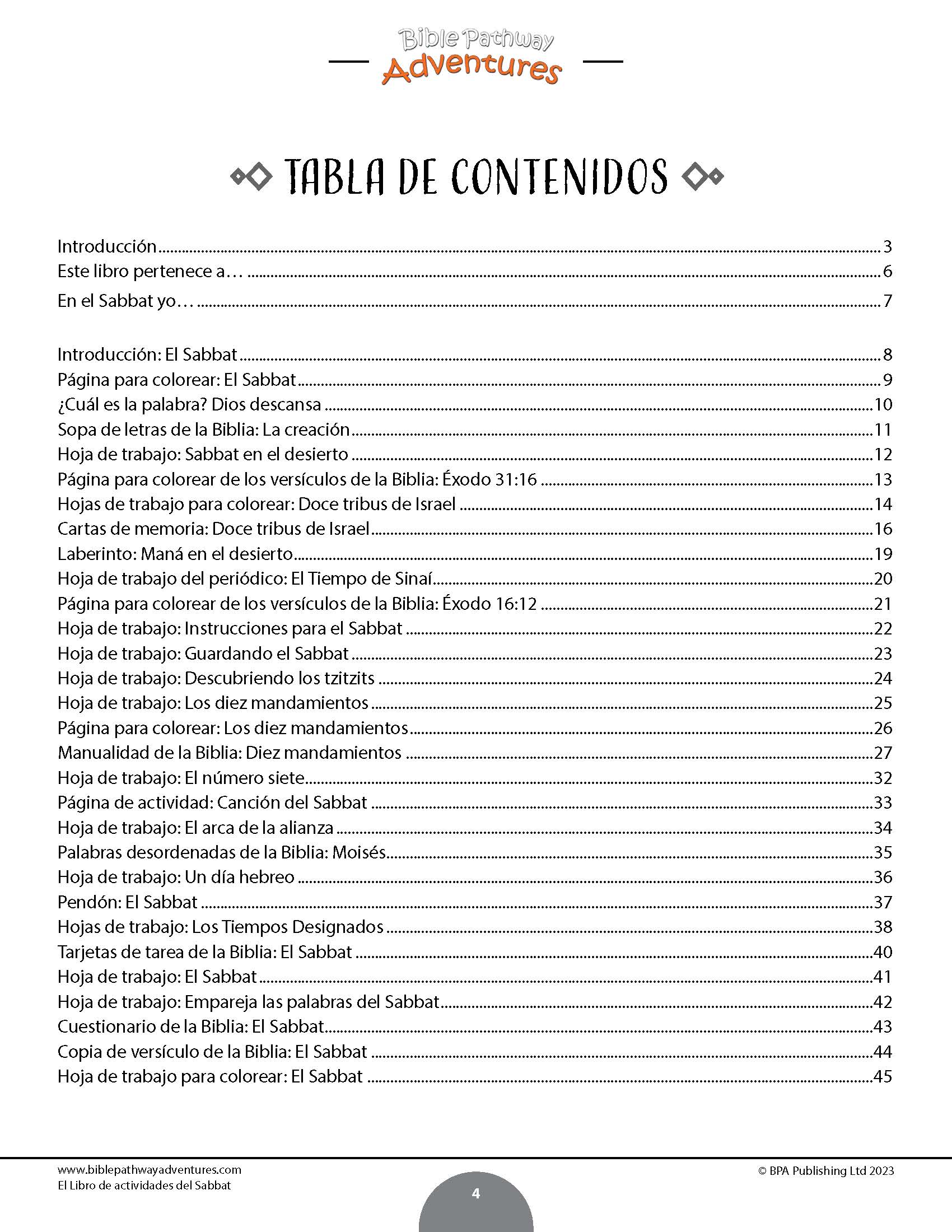 El libro de actividades del Sabbat (PDF) – Bible Pathway Adventures