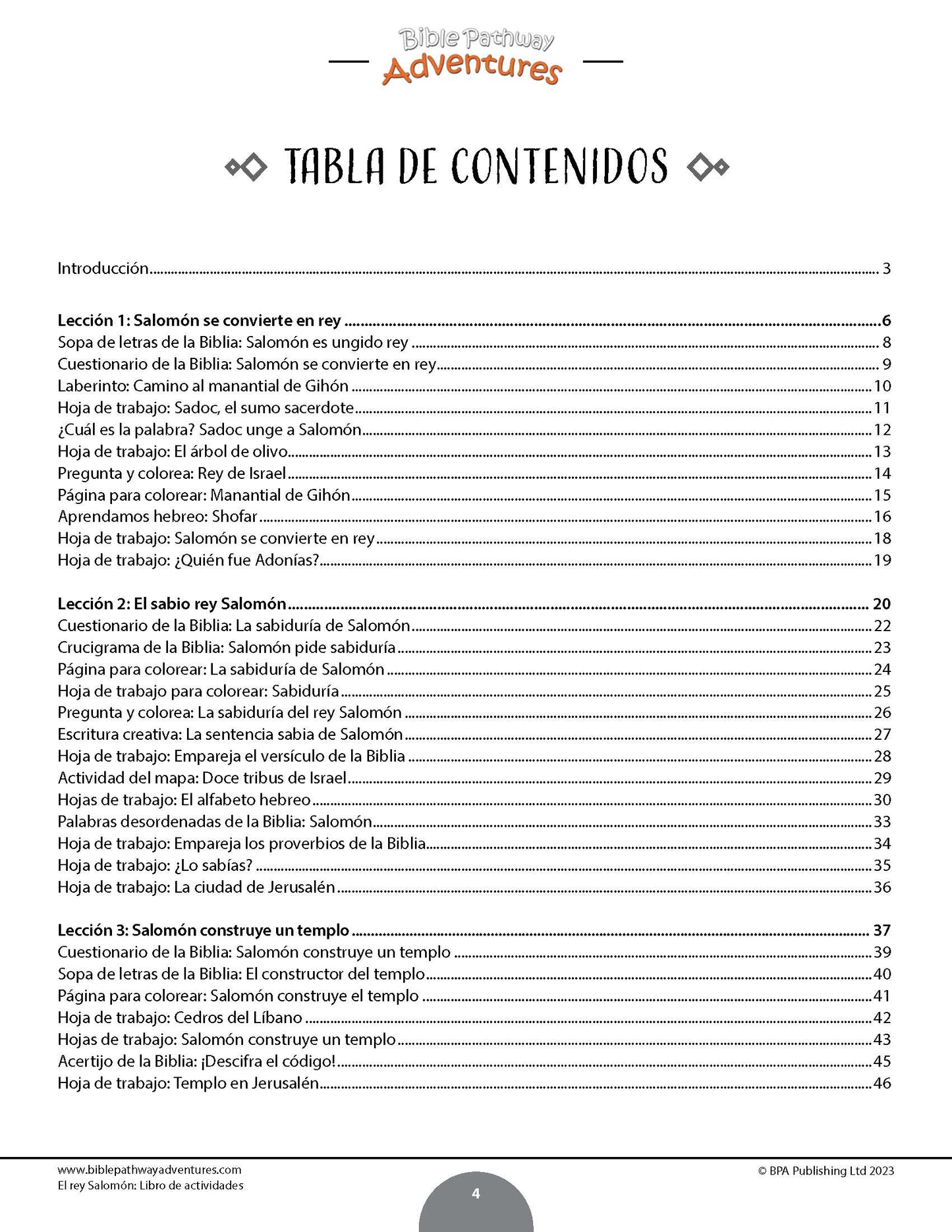 El rey Salomón: Libro de actividades (PDF)