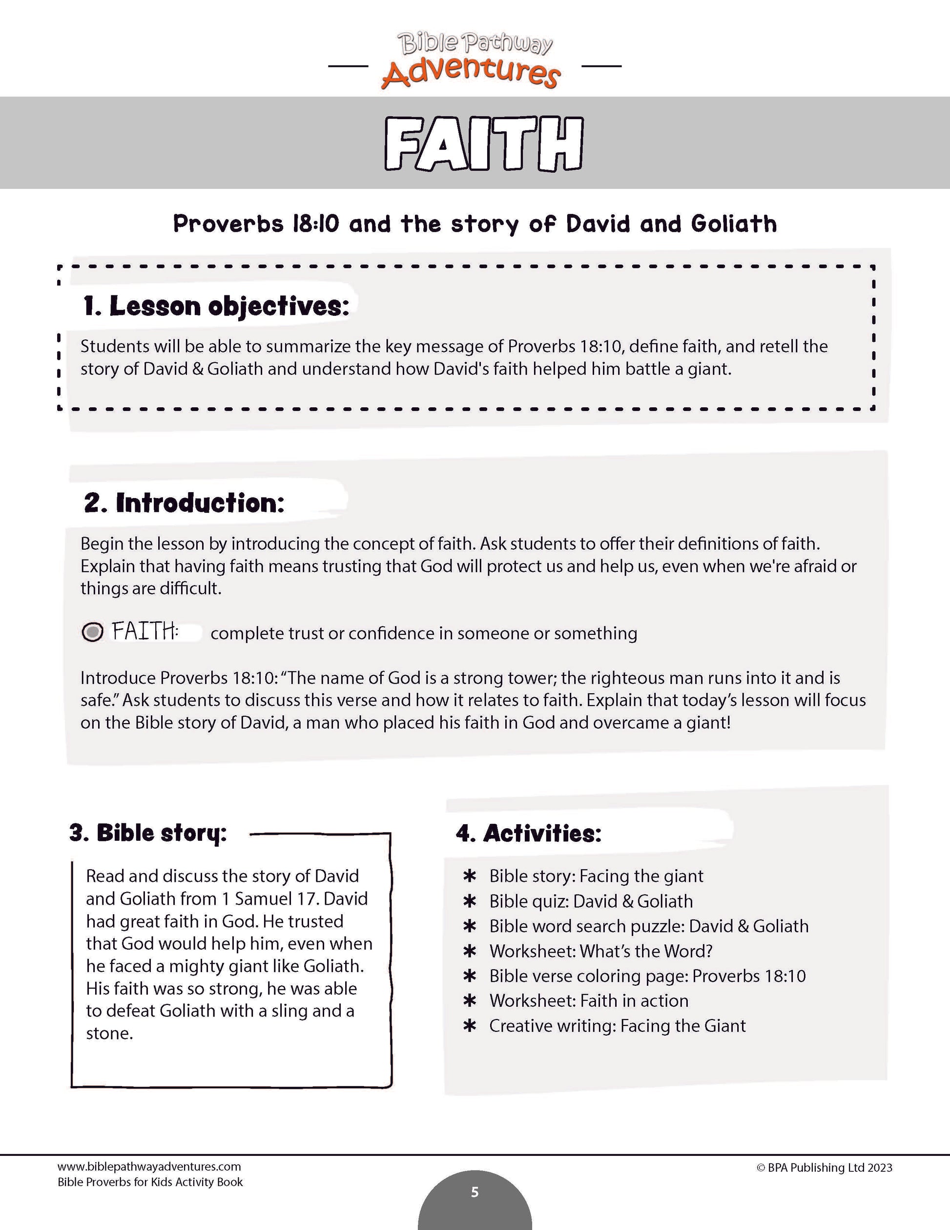 Faith: Bible Activity Book for Kids (PDF) – Bible Pathway Adventures