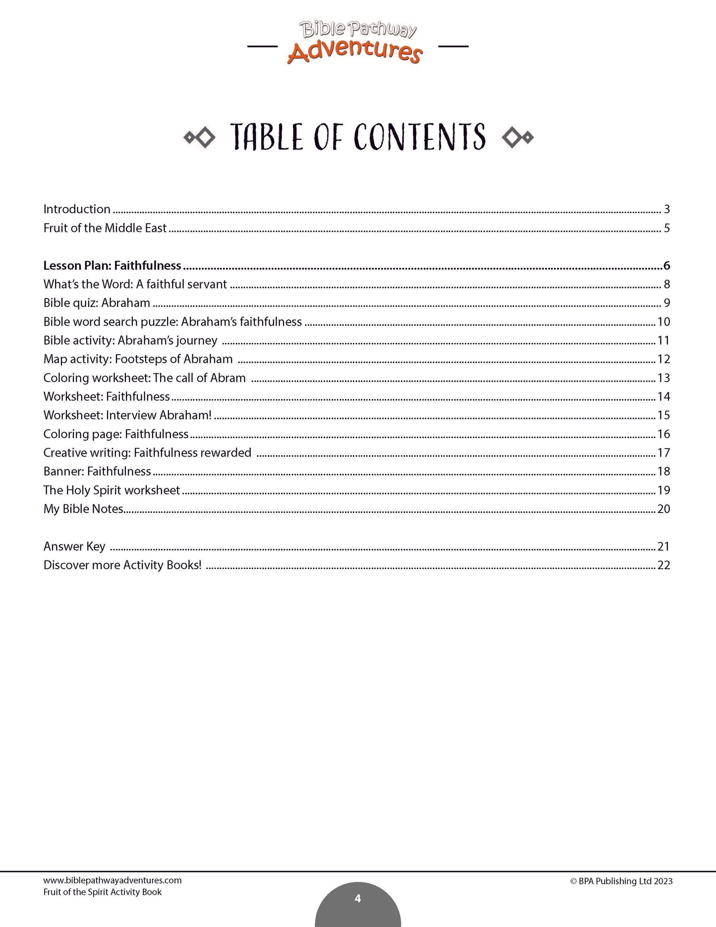 Faithfulness: Fruit of the Spirit Activity Book (PDF)