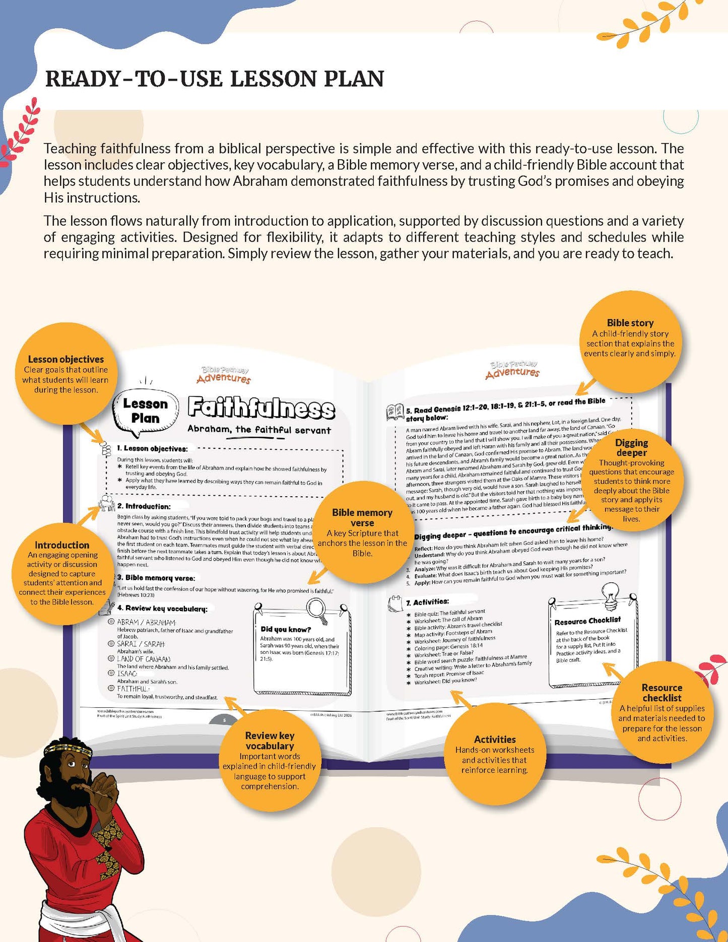 Faithfulness - Fruit of the Spirit Bible lesson Ready-to-use lesson plan on faithfulness from a biblical perspective with colorful graphics and text.