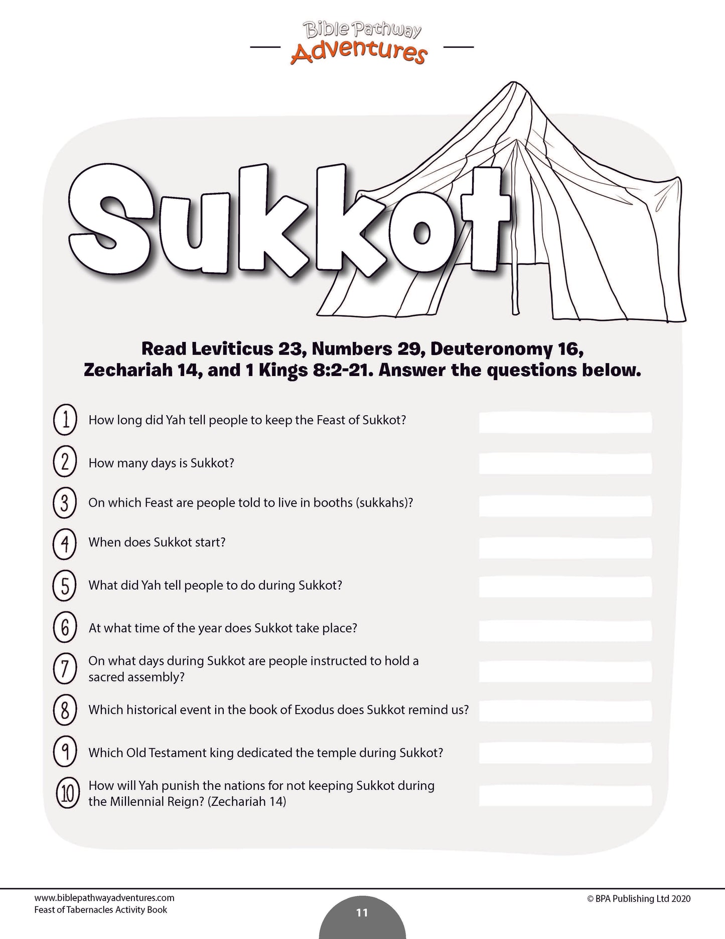 Feast of Tabernacles (Sukkot) Activity Book (PDF)