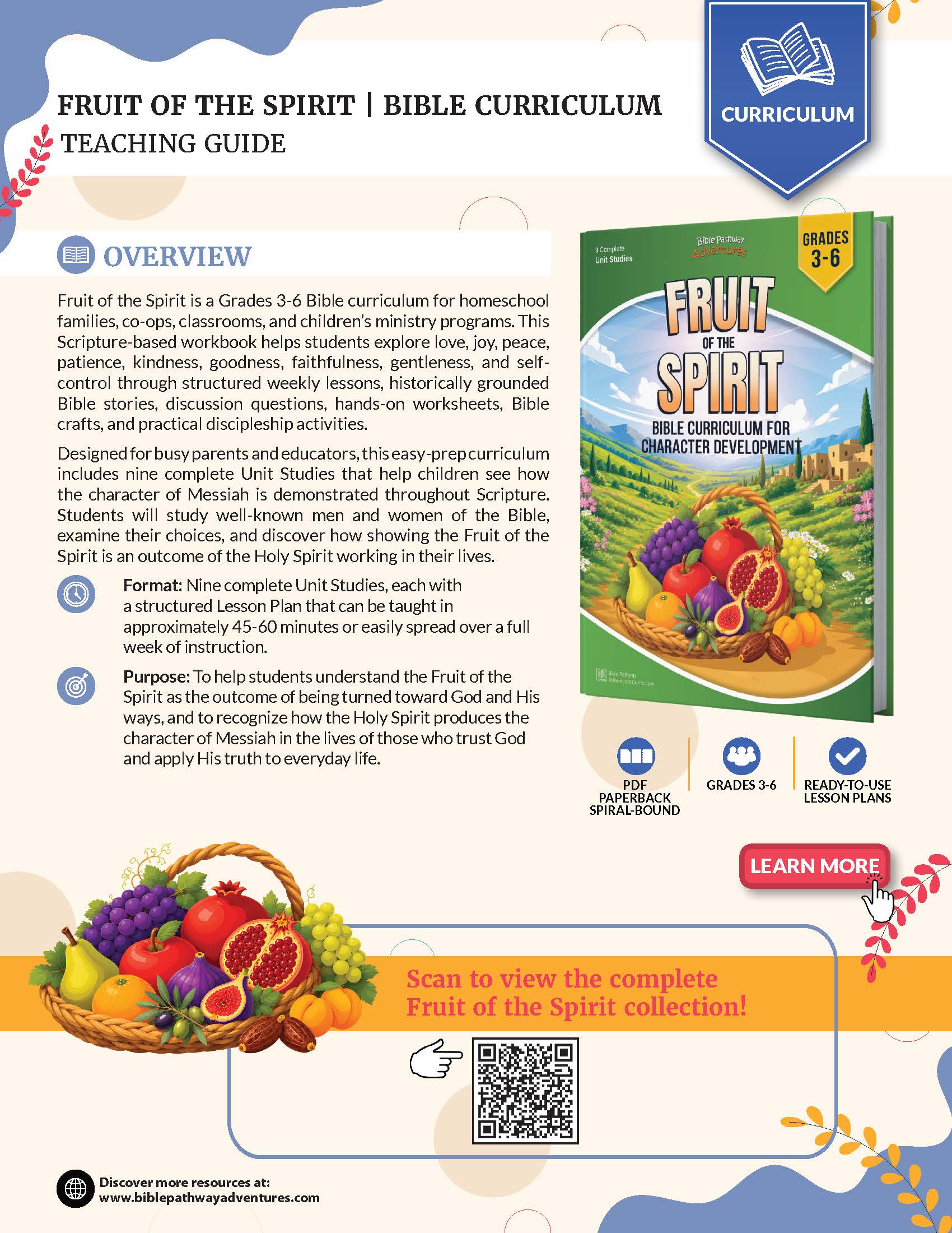Fruit of the Spirit | Bible Curriculum for Character Development (Grades 3-6) Teaching Guide