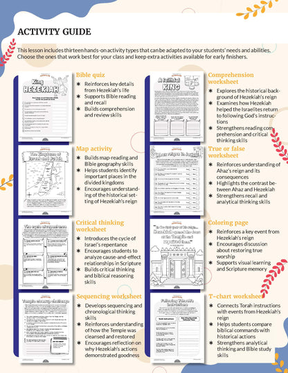 Goodness' Fruit of the Spirit Unit Study for grades 3-6 Activity guide with various worksheets on a white background