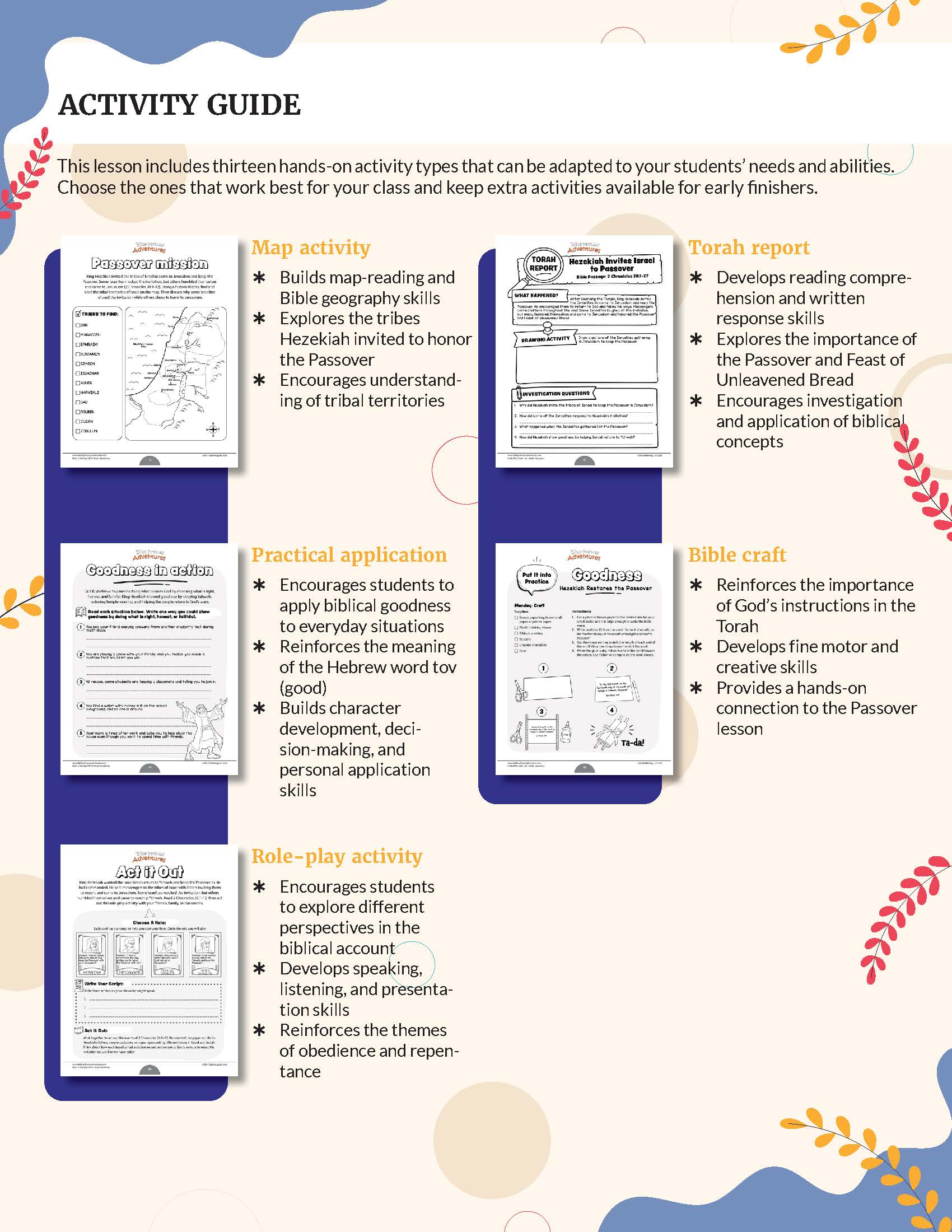 Goodness' Fruit of the Spirit Unit Study for grades 3-6 Activity guide with various educational activities on a white background