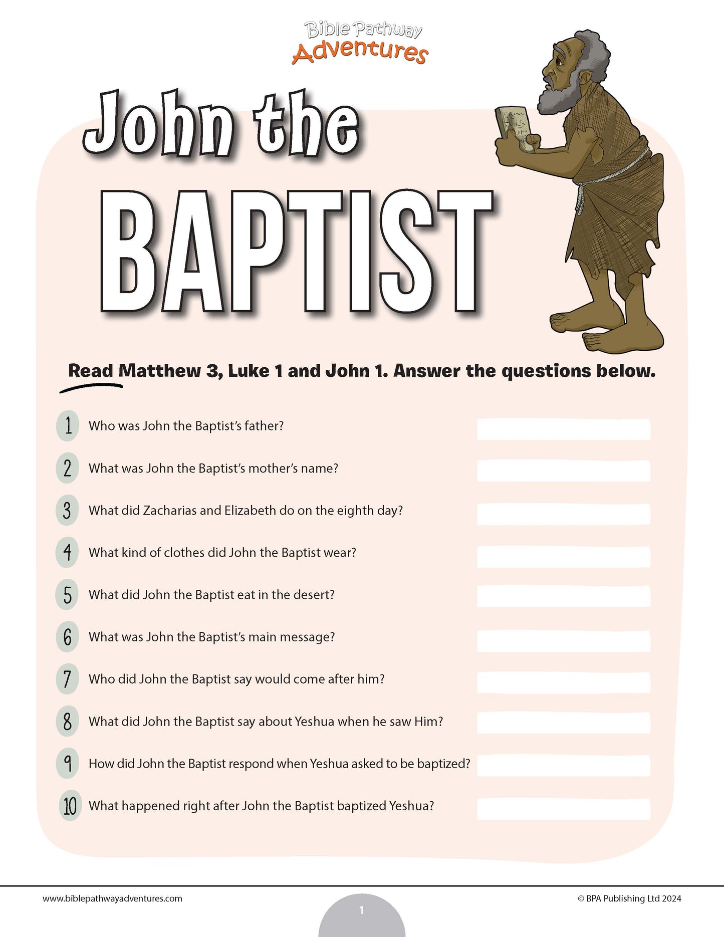 John the Baptist quiz (PDF)