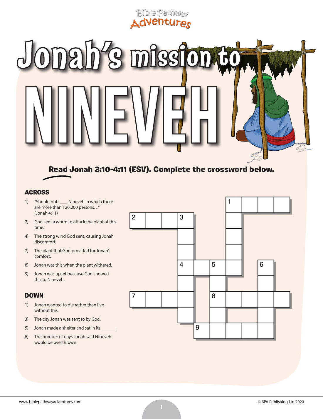 Jonah's mission to Nineveh crossword puzzle (PDF) – Bible Pathway ...