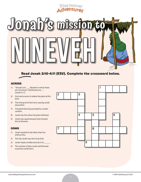 Jonah's mission to Nineveh crossword puzzle (PDF)