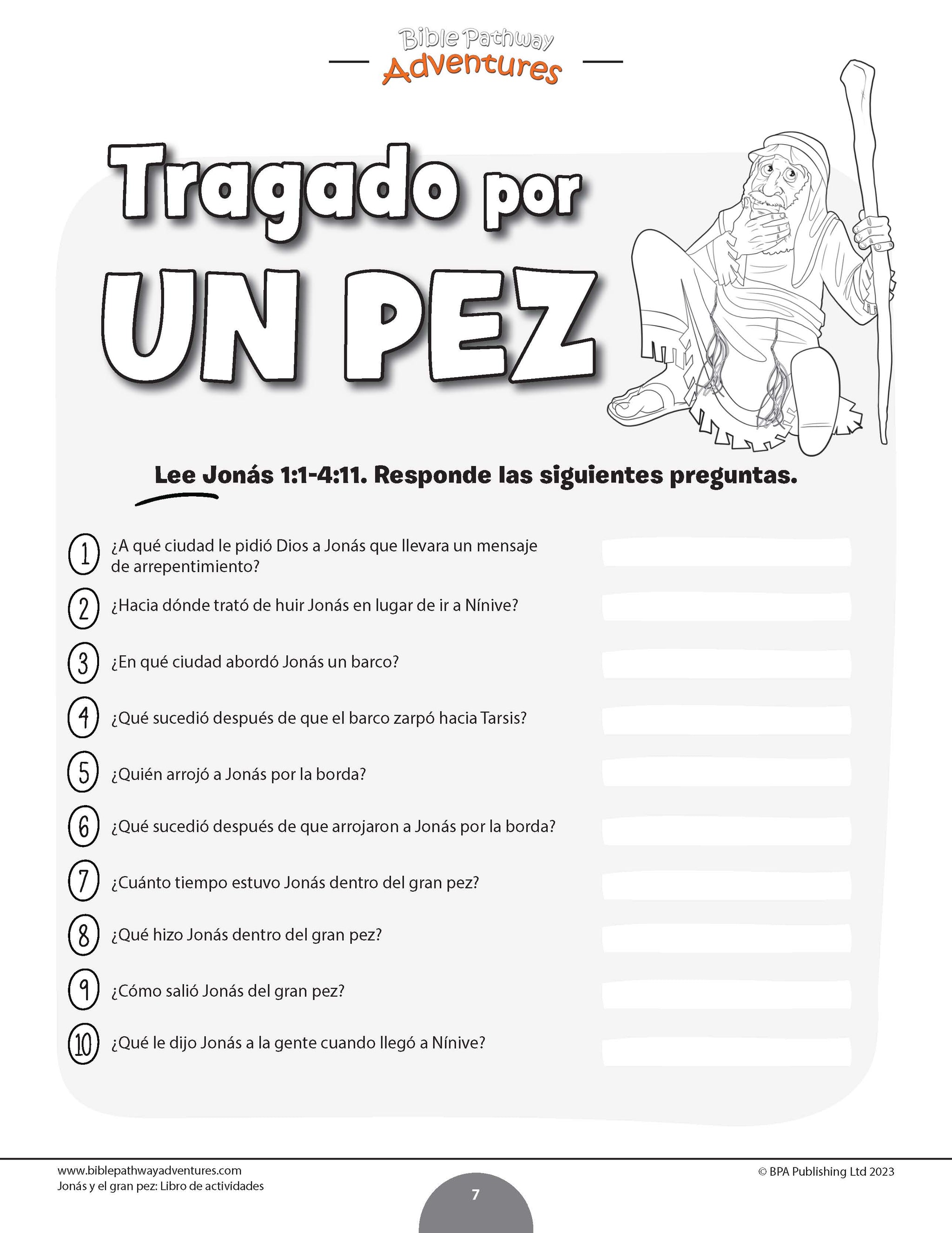 Jonás y el gran pez: Libro de actividades (PDF) – Bible Pathway Adventures