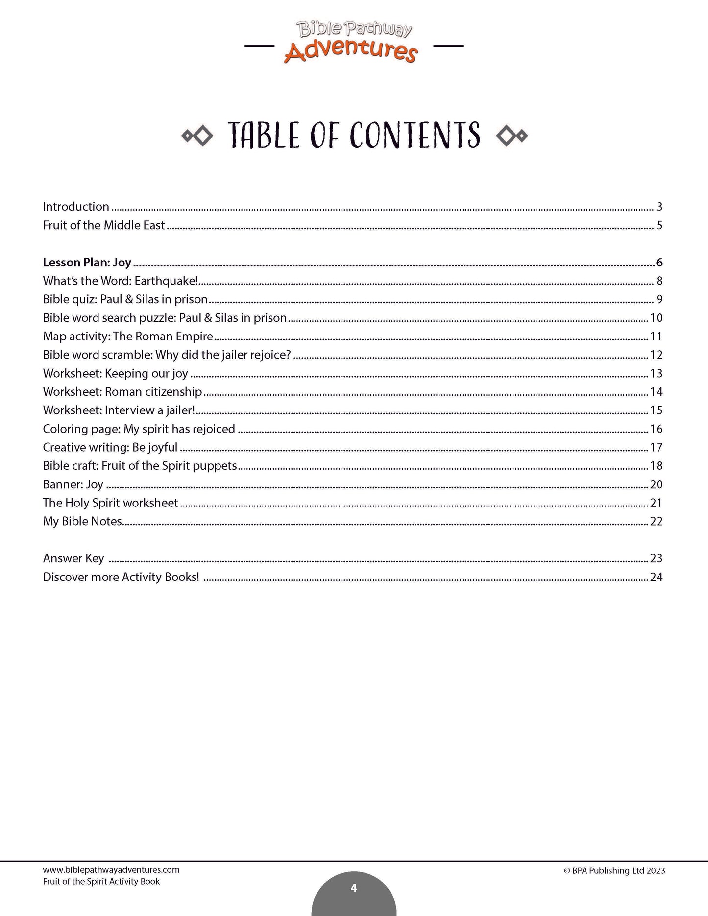 Joy: Fruit of the Spirit Activity Book (PDF)
