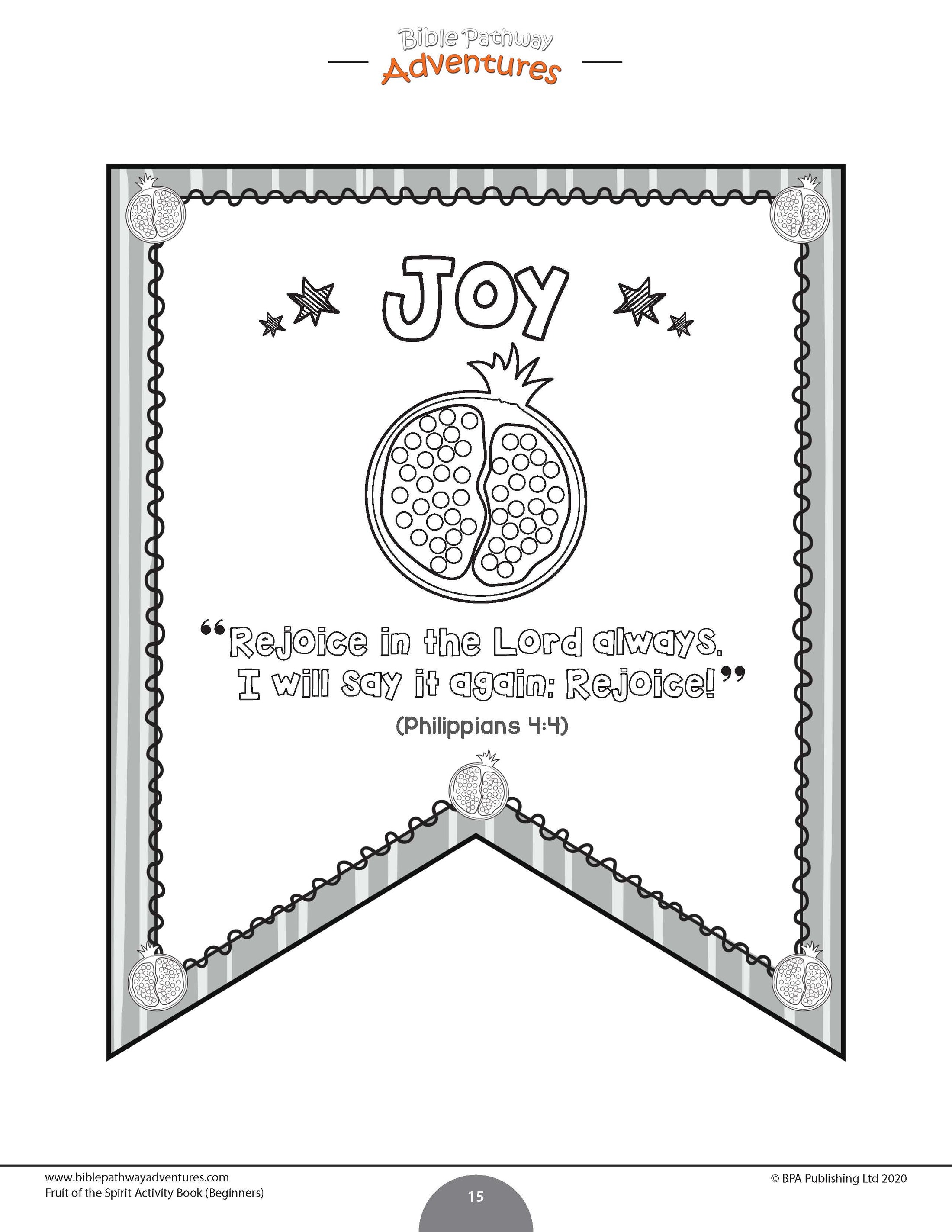 Joy: Fruit of the Spirit Activity Book for Beginners – Bible Pathway ...