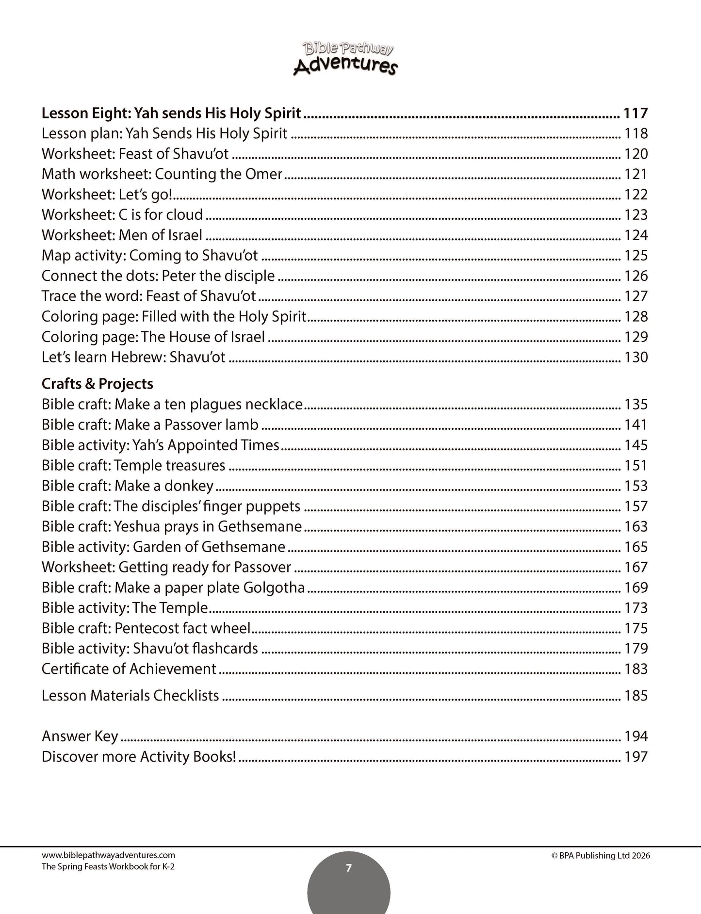 The Spring Feasts Workbook for K-2