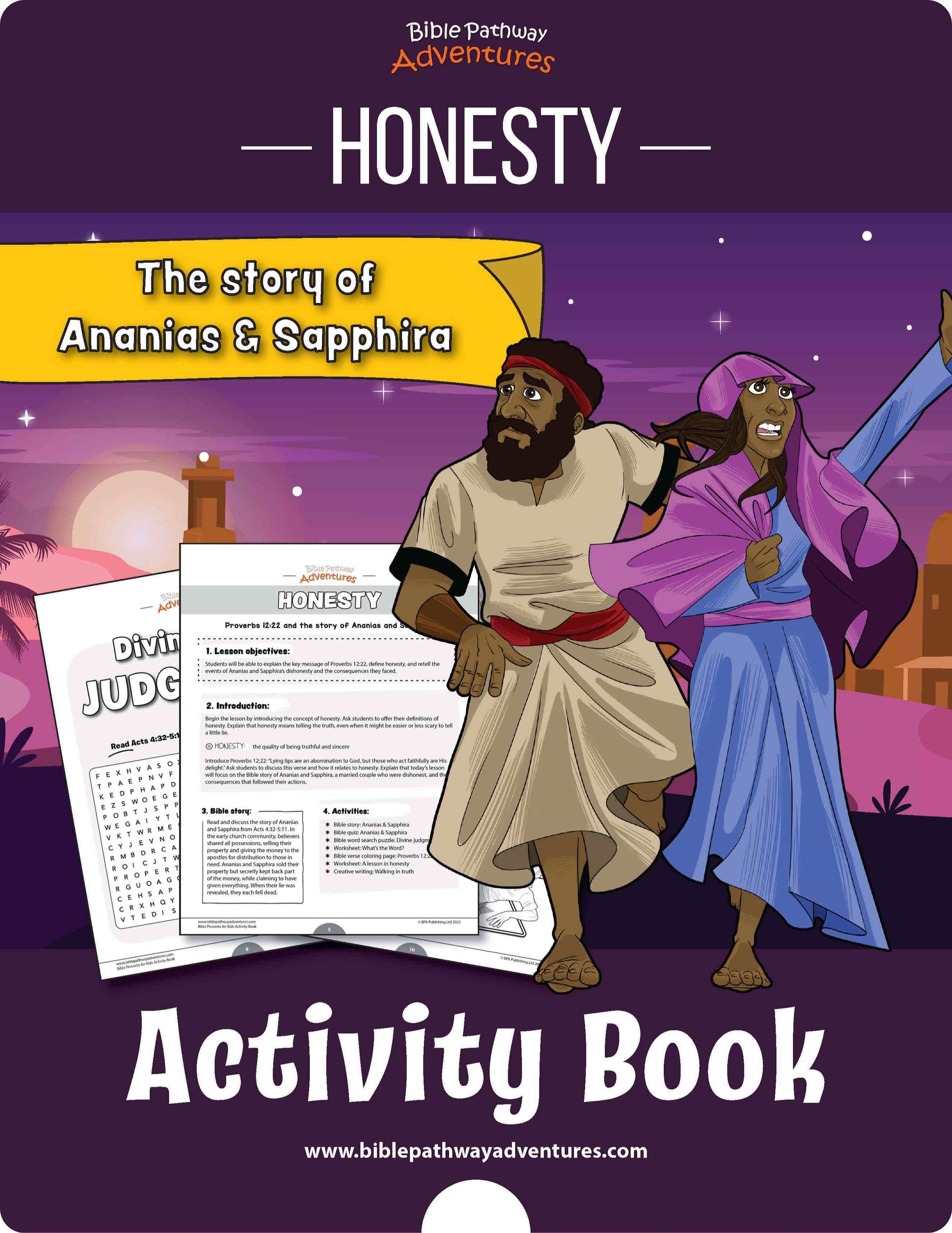 Honesty: Bible Activity Book for Kids (PDF) – Bible Pathway Adventures