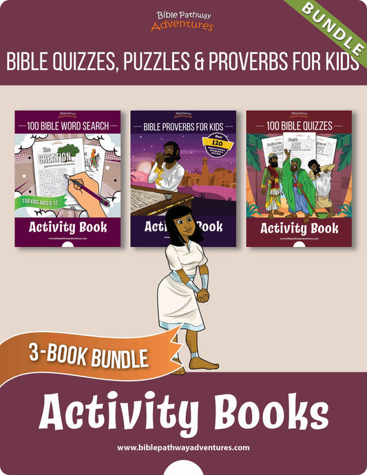 BUNDLE: Bible Quiz & Word Search & Bible Proverbs for Kids Activity Books