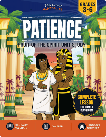 Cover of 'Patience Workbook' from the Fruit of the Spirit series with two characters and palm trees in the background.