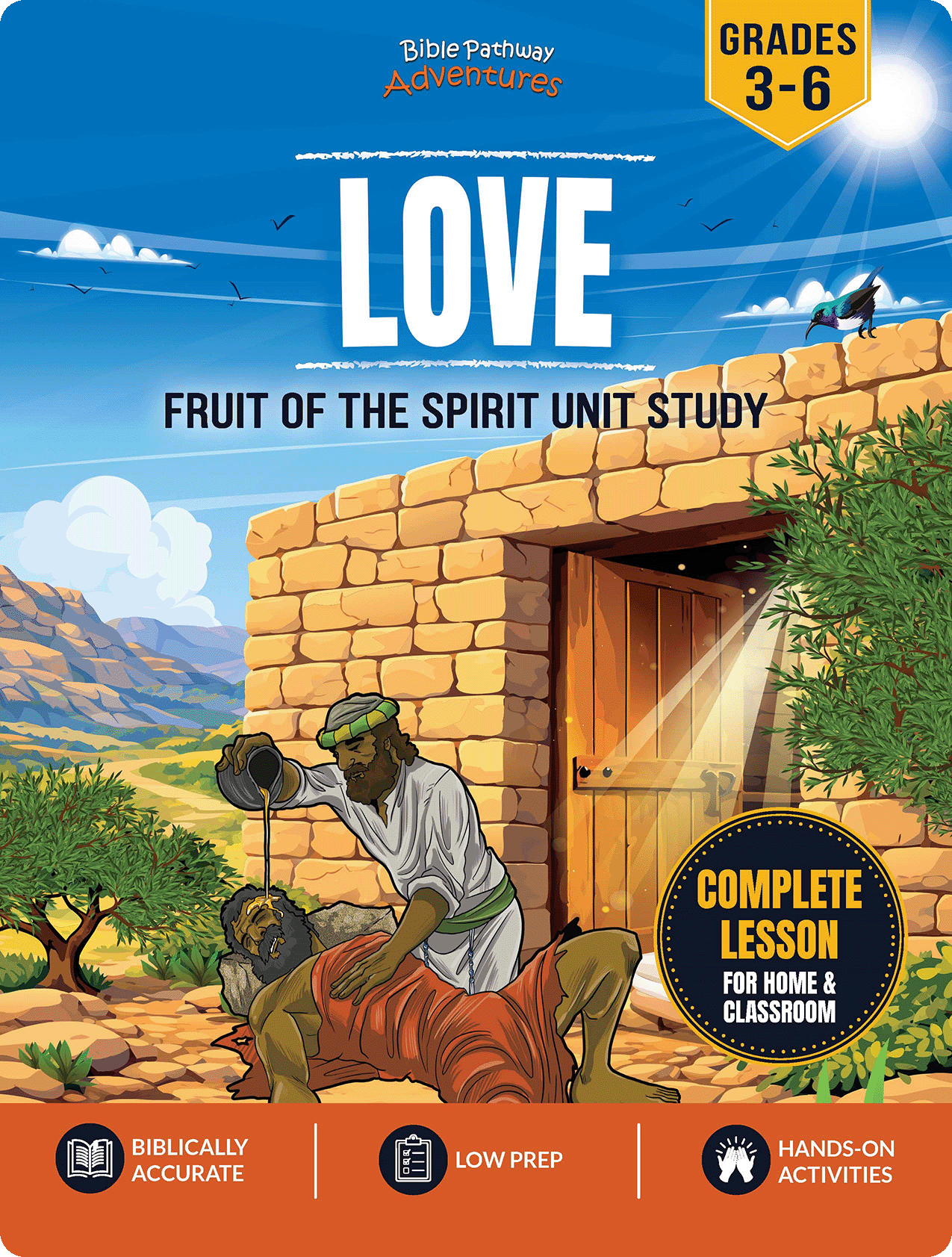 Cover of 'Love Workbook' from the Fruit of the Spirit series with a biblical scene illustration.