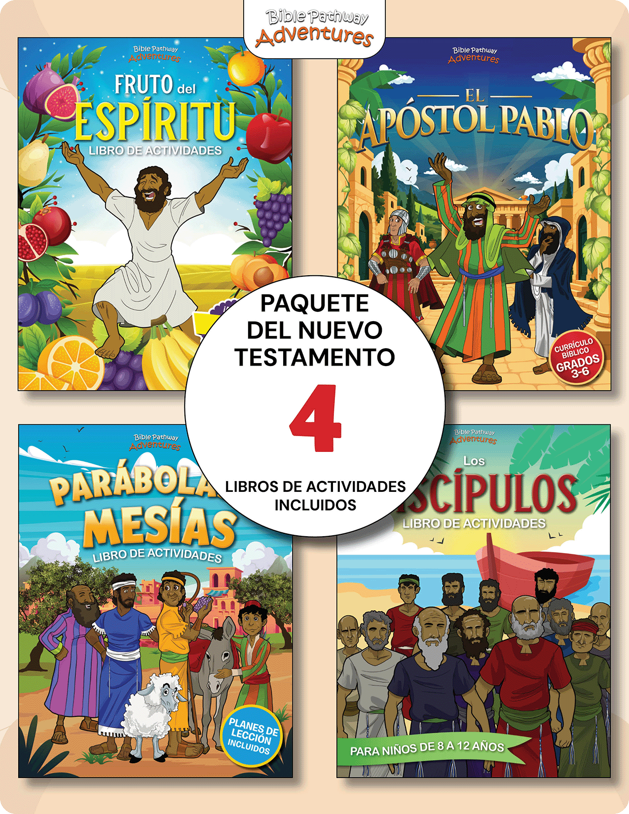 PAQUETE: Libros de actividades del Nuevo Testamento (grados 3-6)