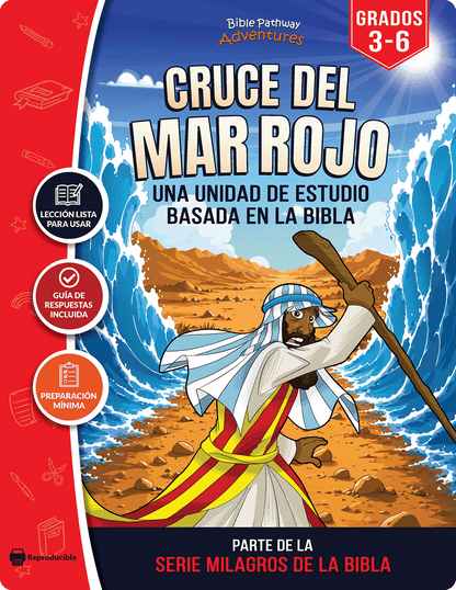 Book cover of 'Cruce del Mar Rojo' with Moses and red sea illustration