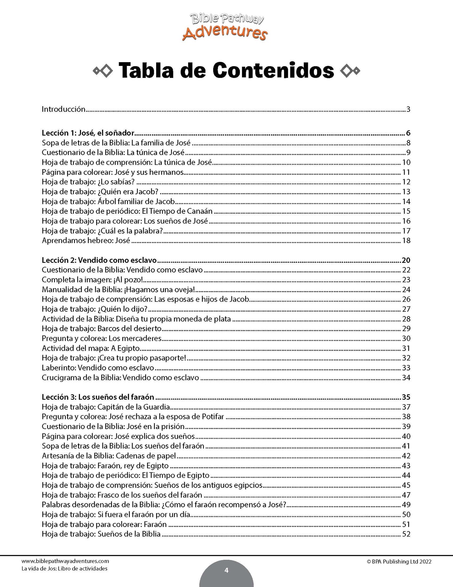La vida de José: Libro de actividades (PDF)