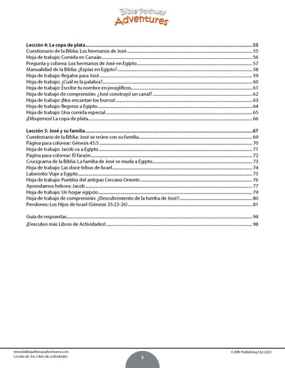 La vida de José: Libro de actividades (PDF)