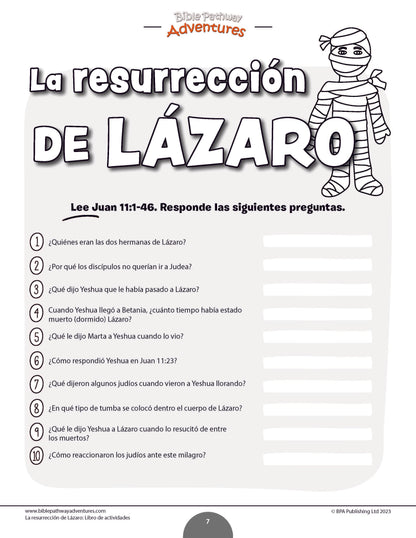 La resurrección de Lázaro: Libro de actividades (PDF)