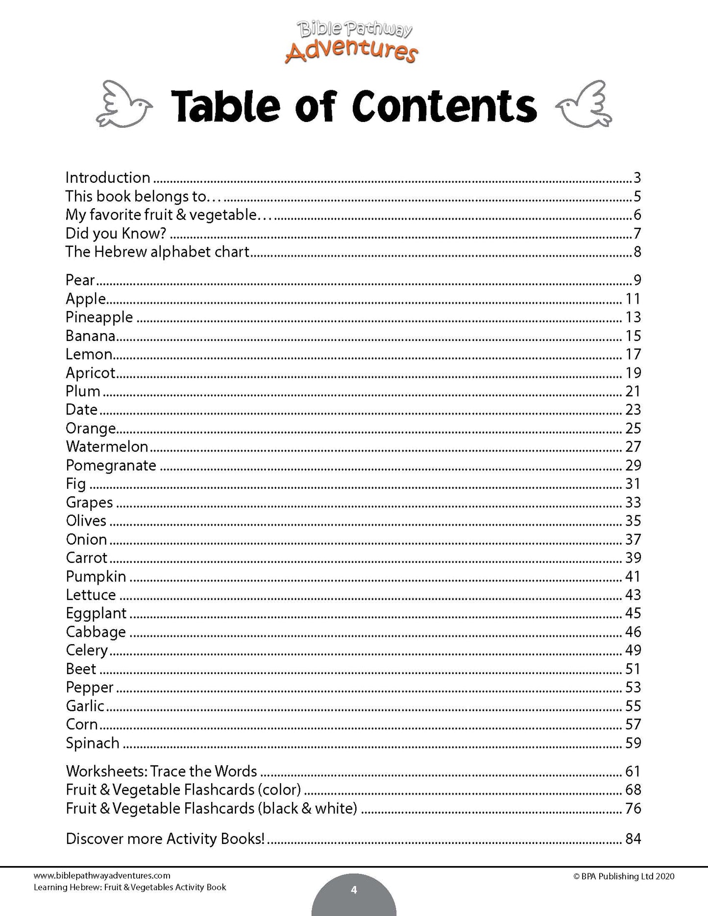 Aprendiendo hebreo: libro de actividades de frutas y verduras para principiantes