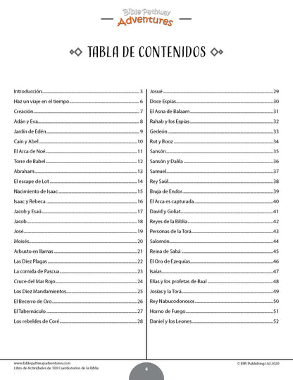 Libro de actividades de 100 cuestionarios de la Biblia (paperback)