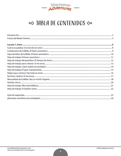Libro de actividades del Fruto del Espíritu: Amor (PDF)