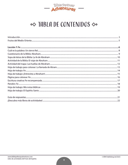 Libro de actividades del Fruto del Espíritu: Fe (PDF)