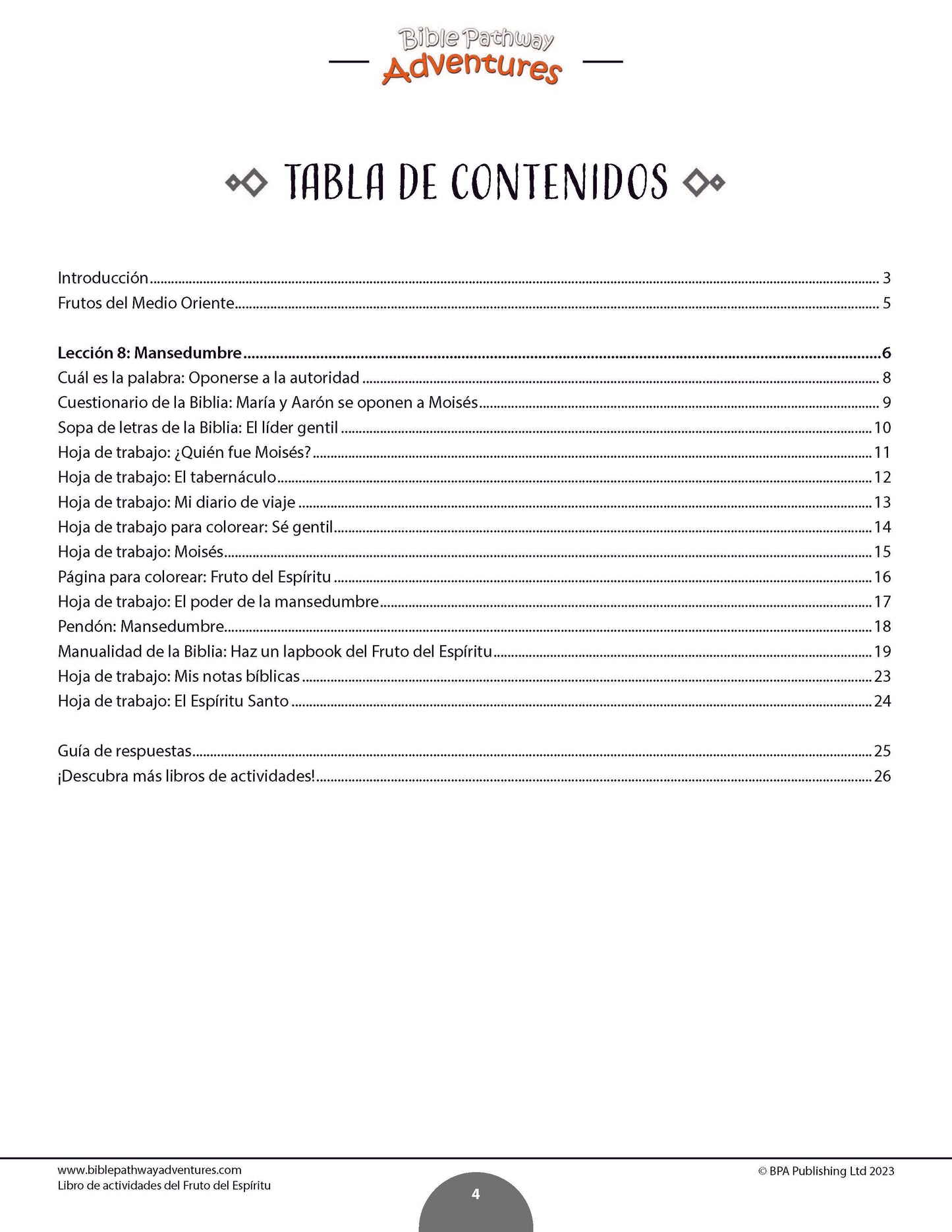 Libro de actividades del Fruto del Espíritu: Mansedumbre (PDF)