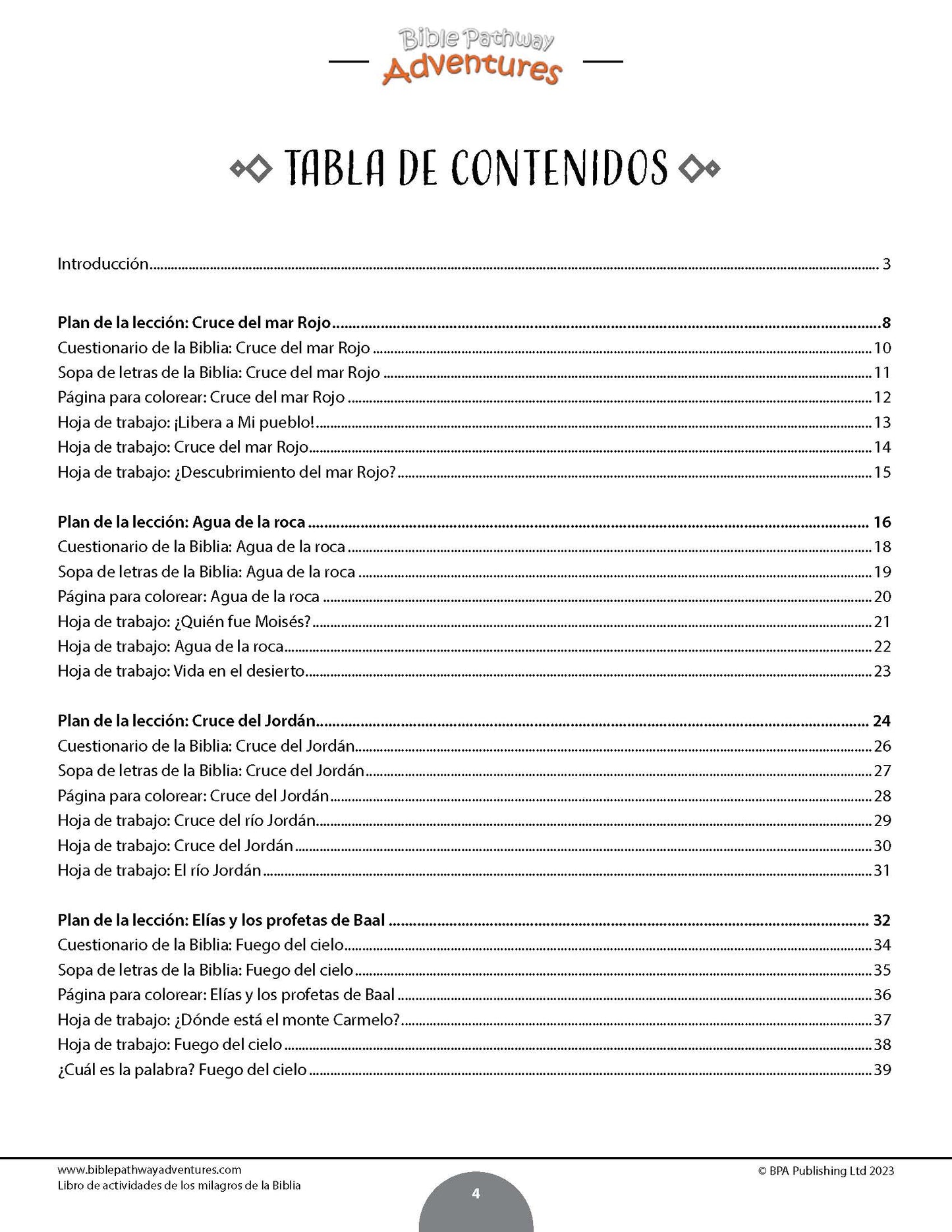 Libro de actividades de los milagros de la Biblia (PDF)