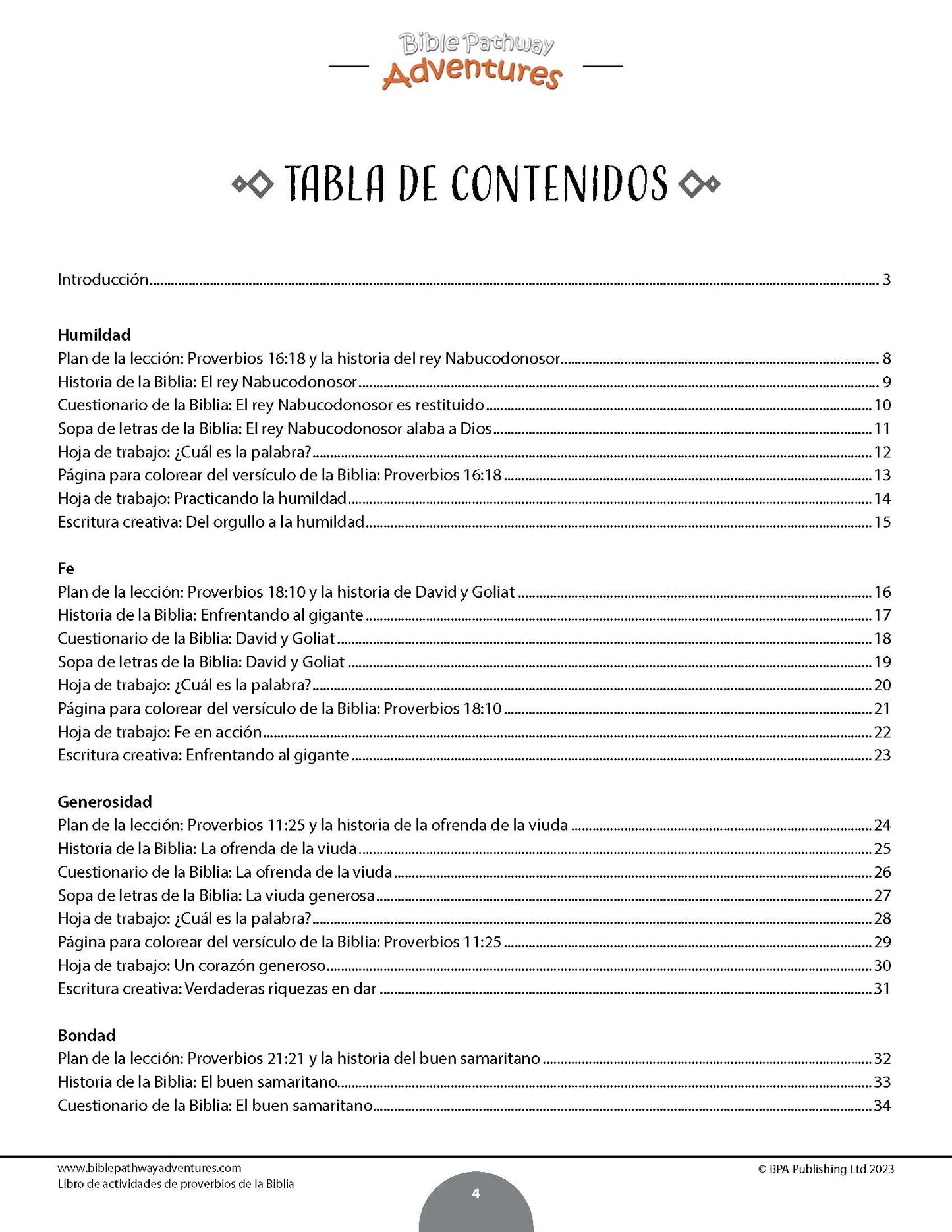 Libro de actividades de proverbios de la Biblia (PDF)