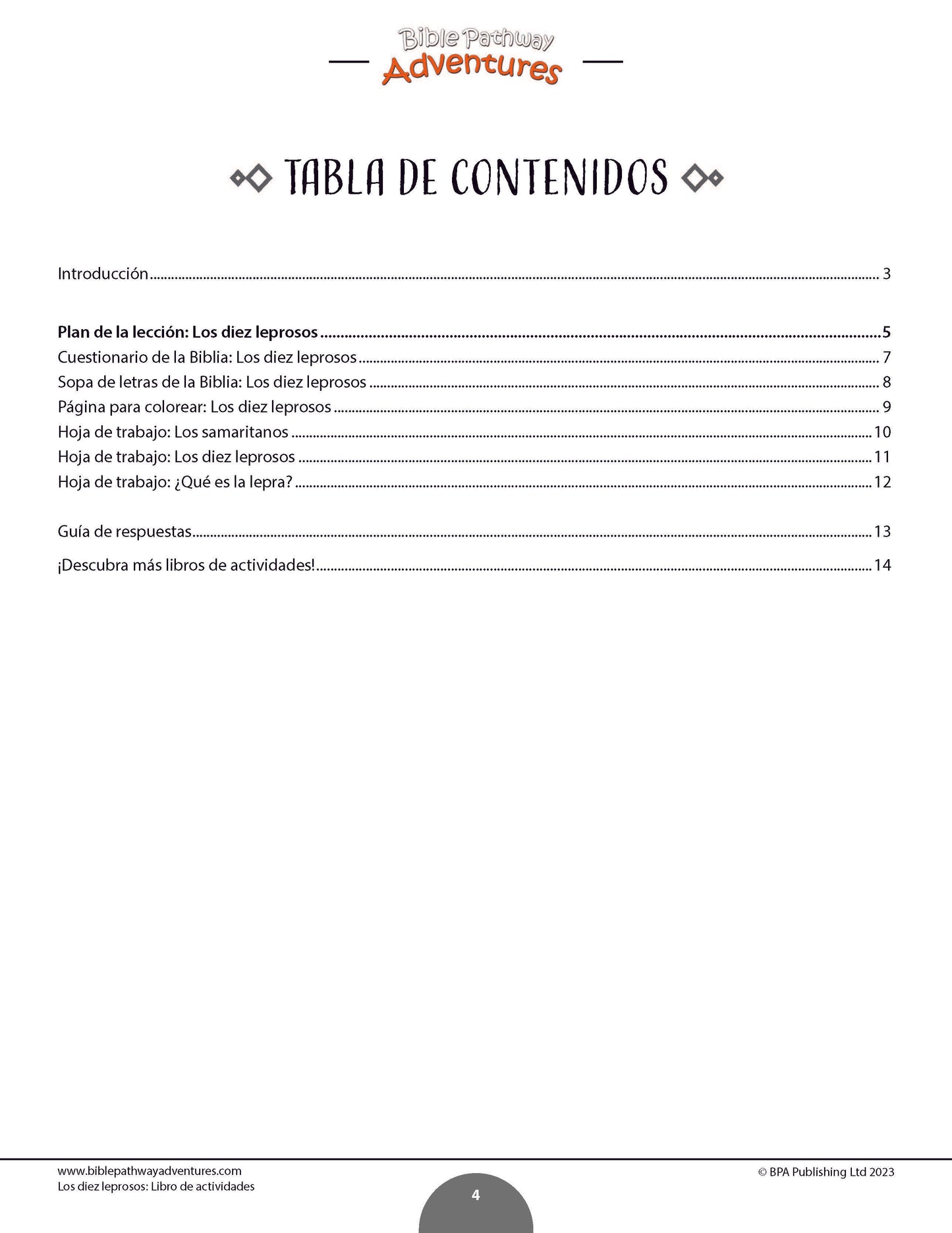 Los diez leprosos: Libro de actividades (PDF)