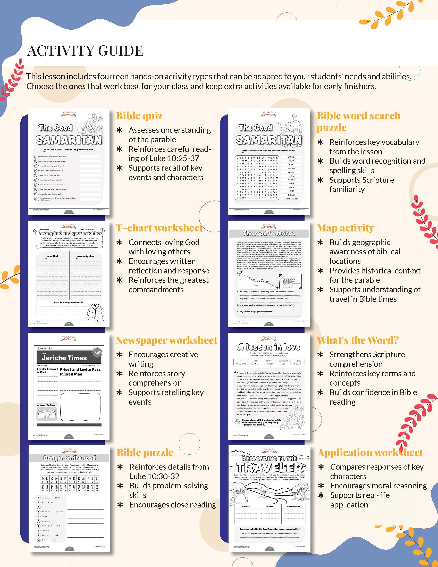 Love Workbook' from the Fruit of the Spirit series Activity guide with various educational worksheets on a white background
