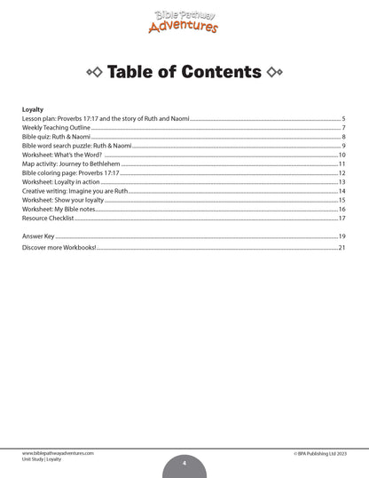 Loyalty Bible Character Unit Study for Grades 3-6 | Ruth and Naomi