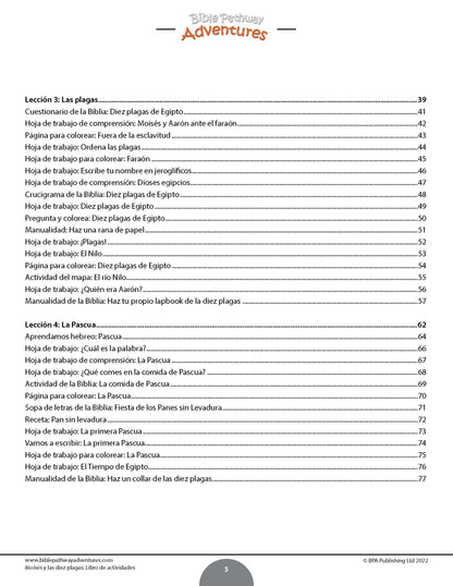 Moisés y las diez plagas: Libro de actividades (paperback)