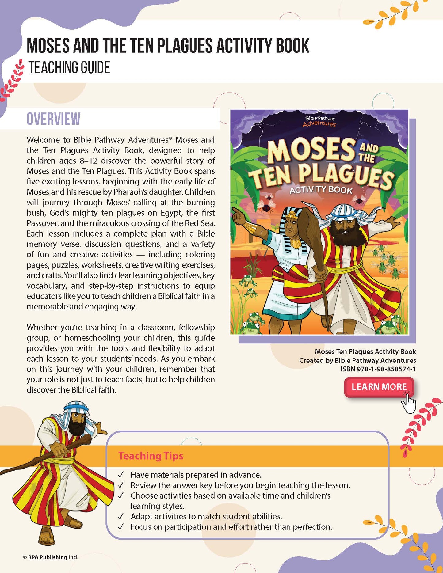 Moses and the Ten Plagues Activity Book (PDF)