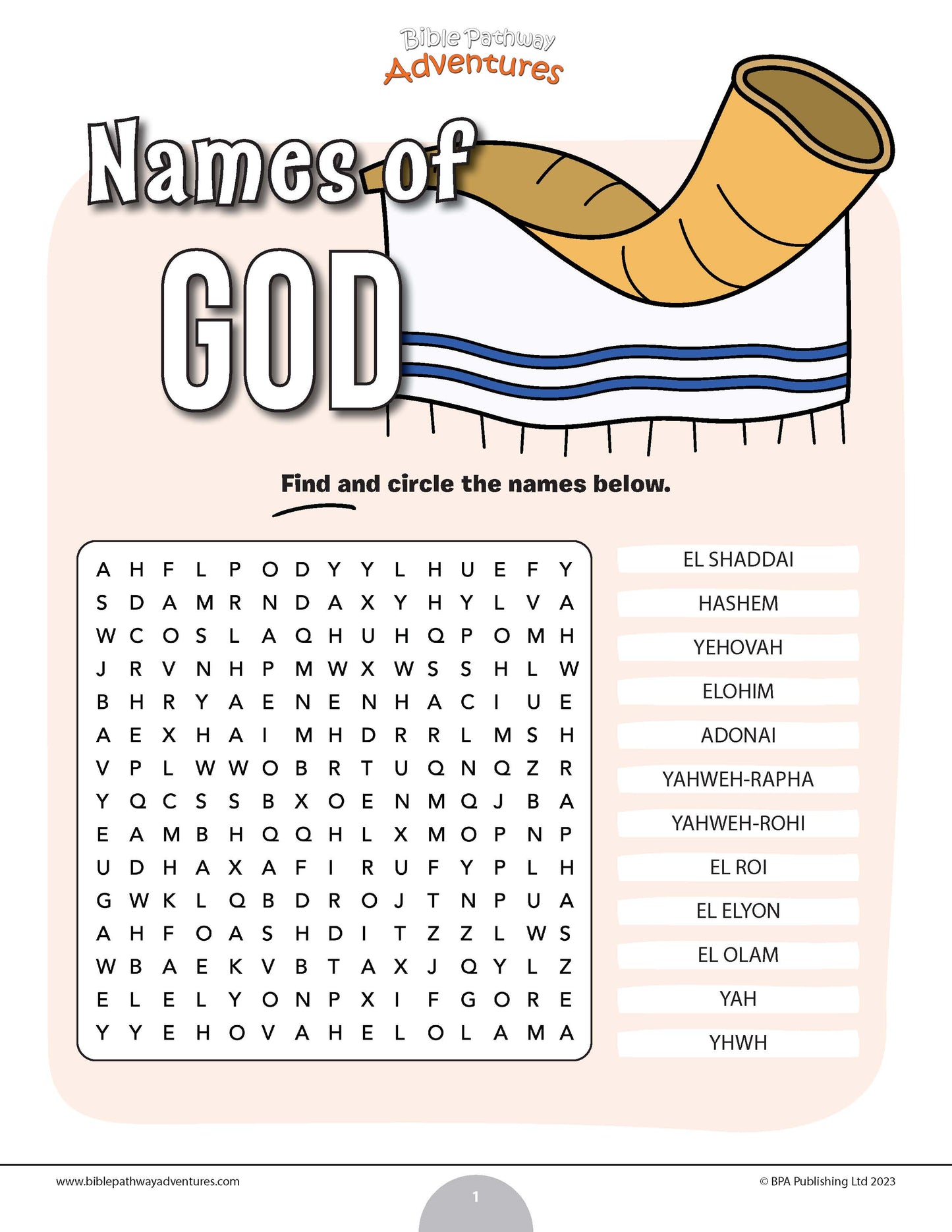 Names of God word search (PDF)