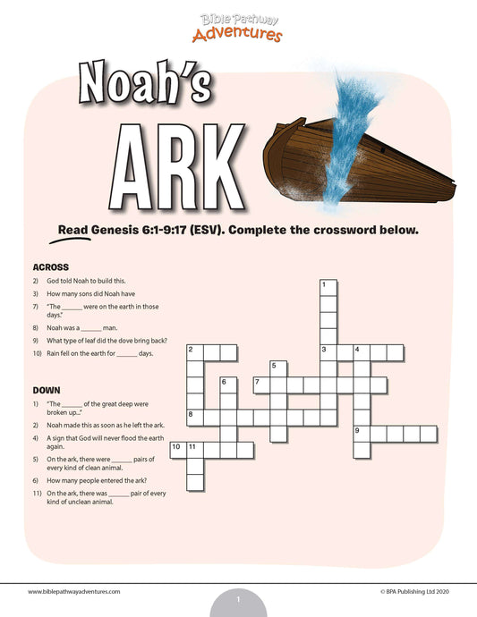 Noah’s Ark crossword puzzle (PDF)