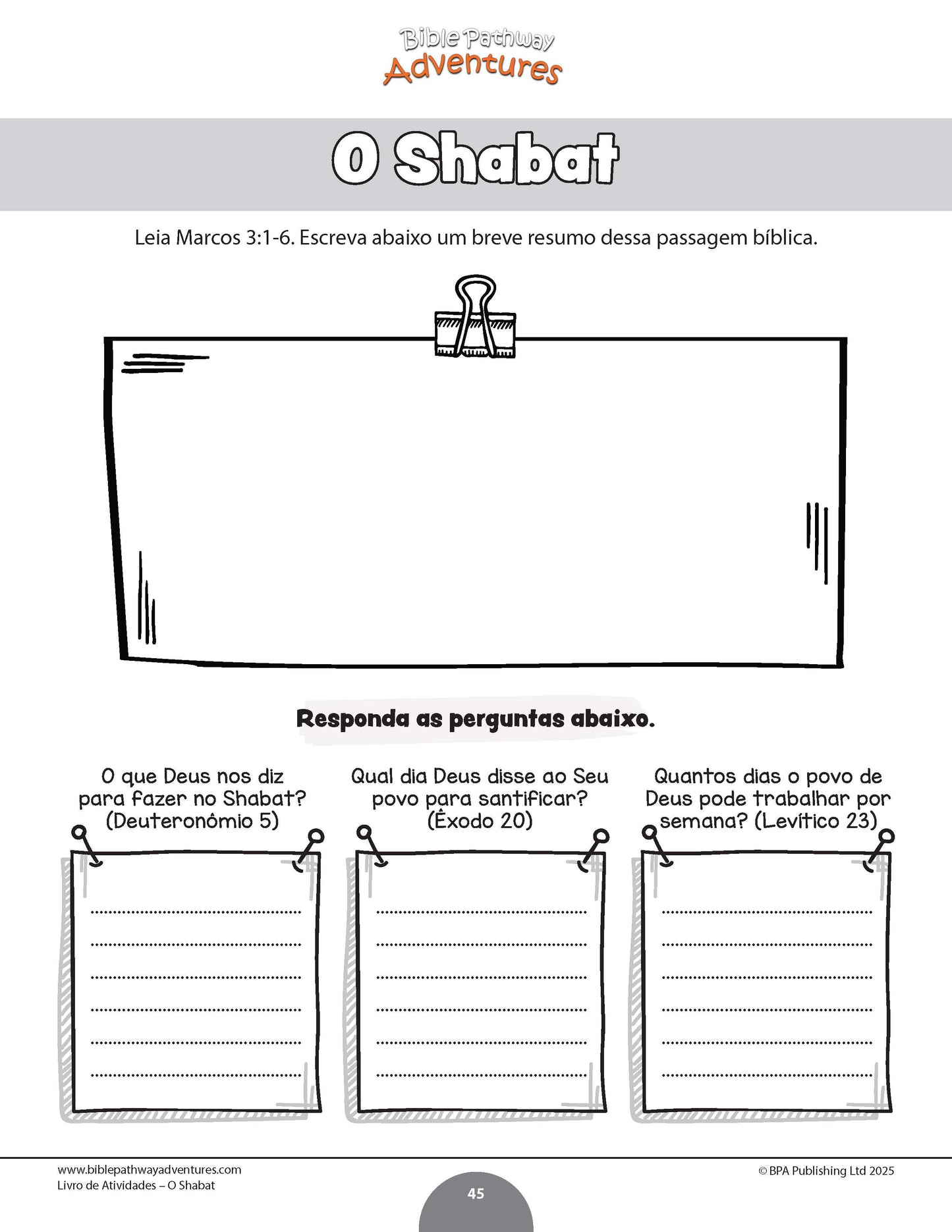 O Shabat: Livro de atividades