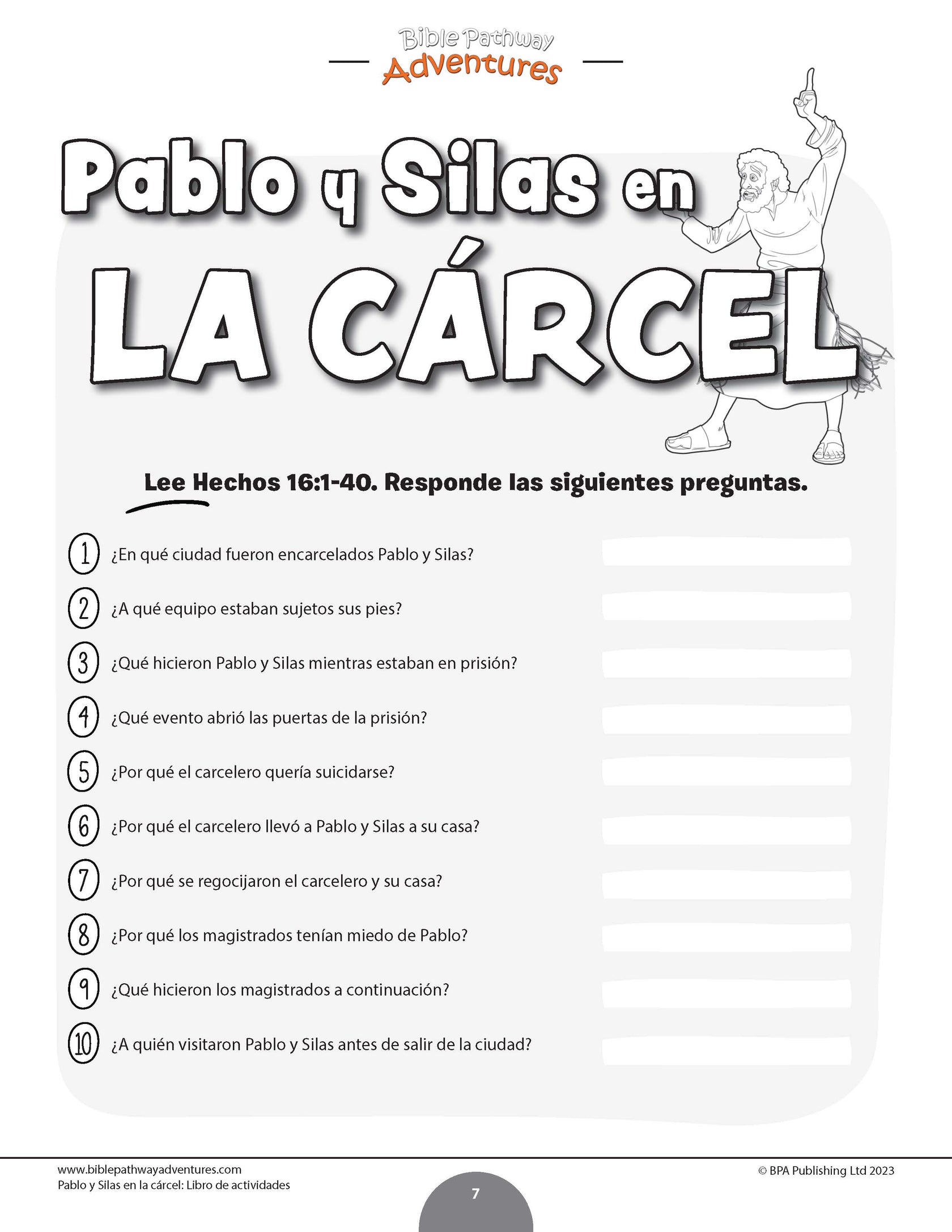 Pablo y Silas en la cárcel: Libro de actividades – Bible Pathway Adventures