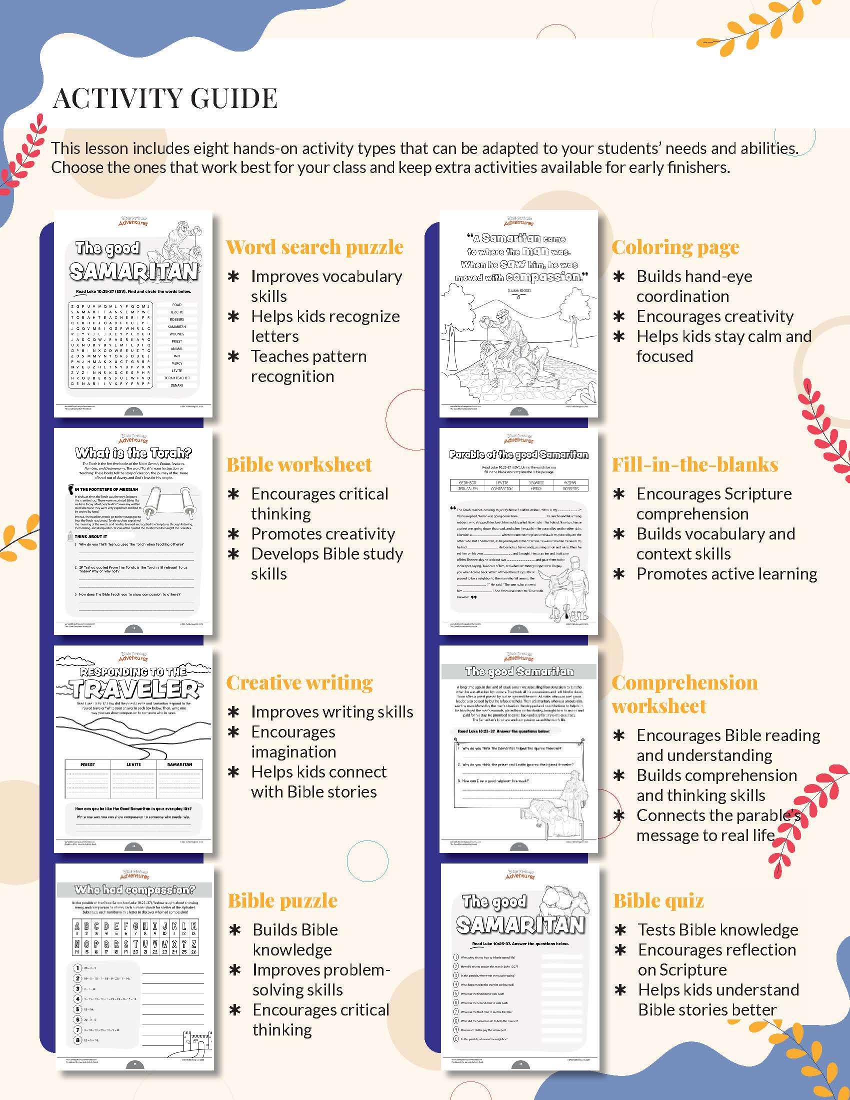 Activity guide for the parable of the good samaritan