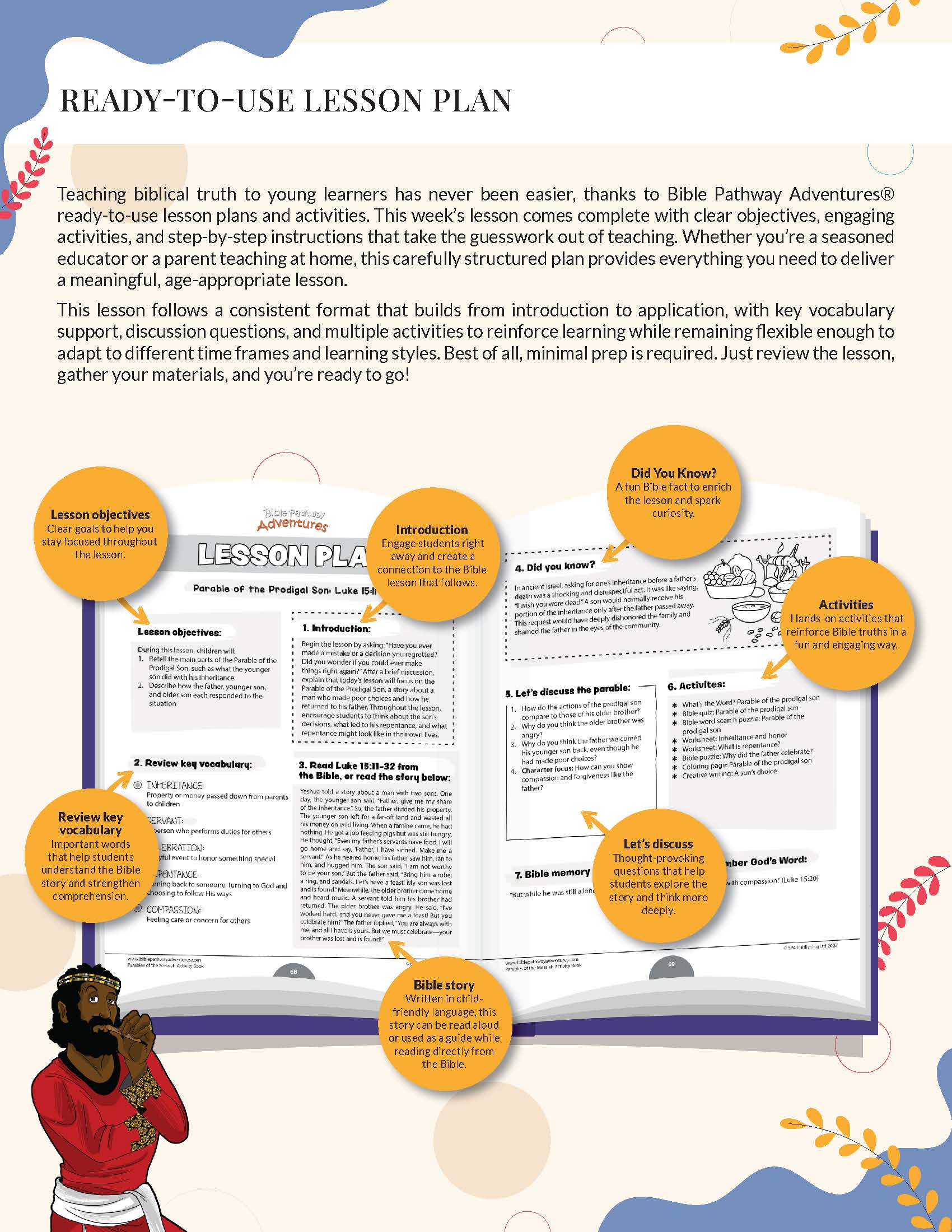 Ready-to-use lesson plan for teaching biblical truth with colorful graphics and text.