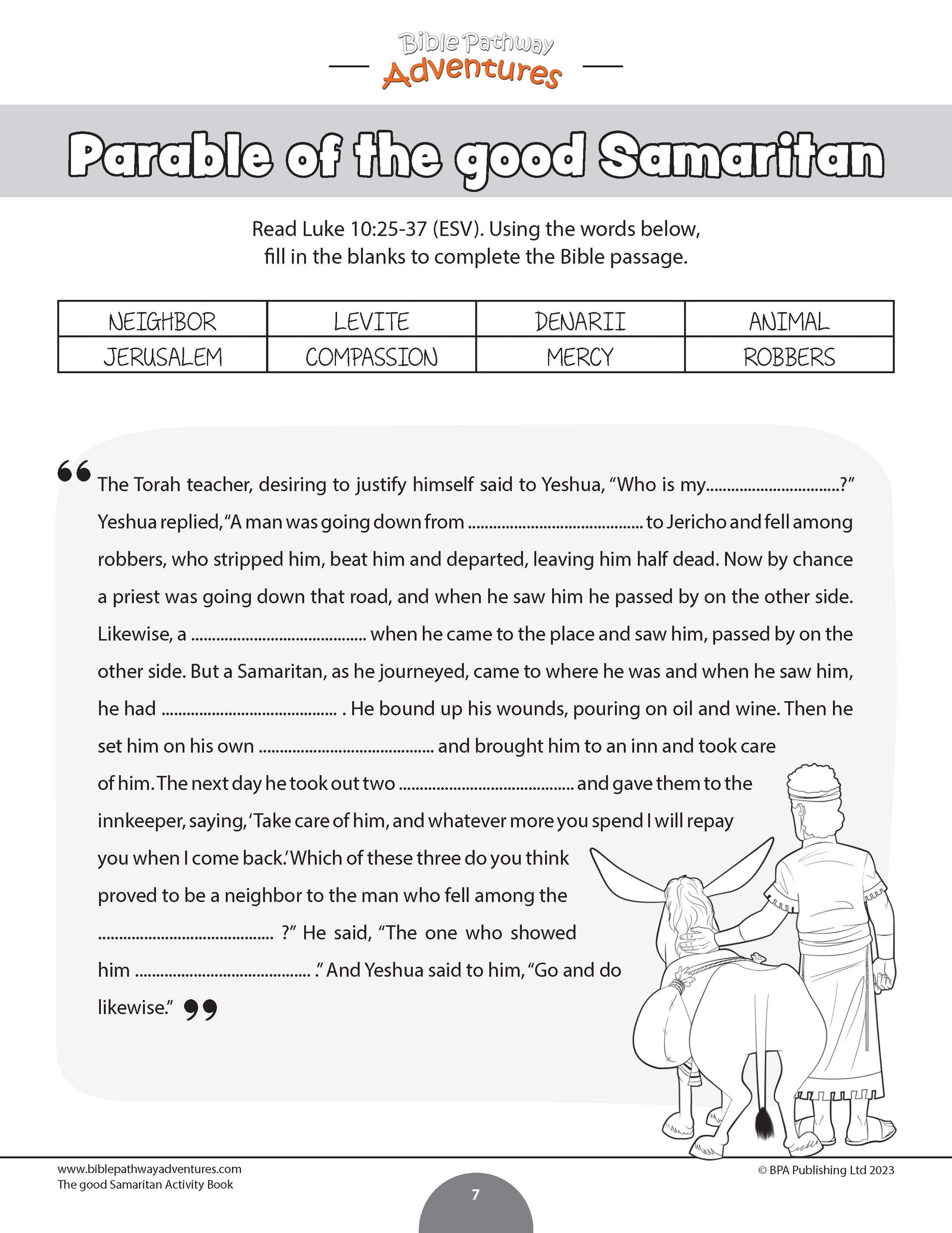 Parable Of The Good Samaritan Activity Book Pdf Bible Pathway Adventures 