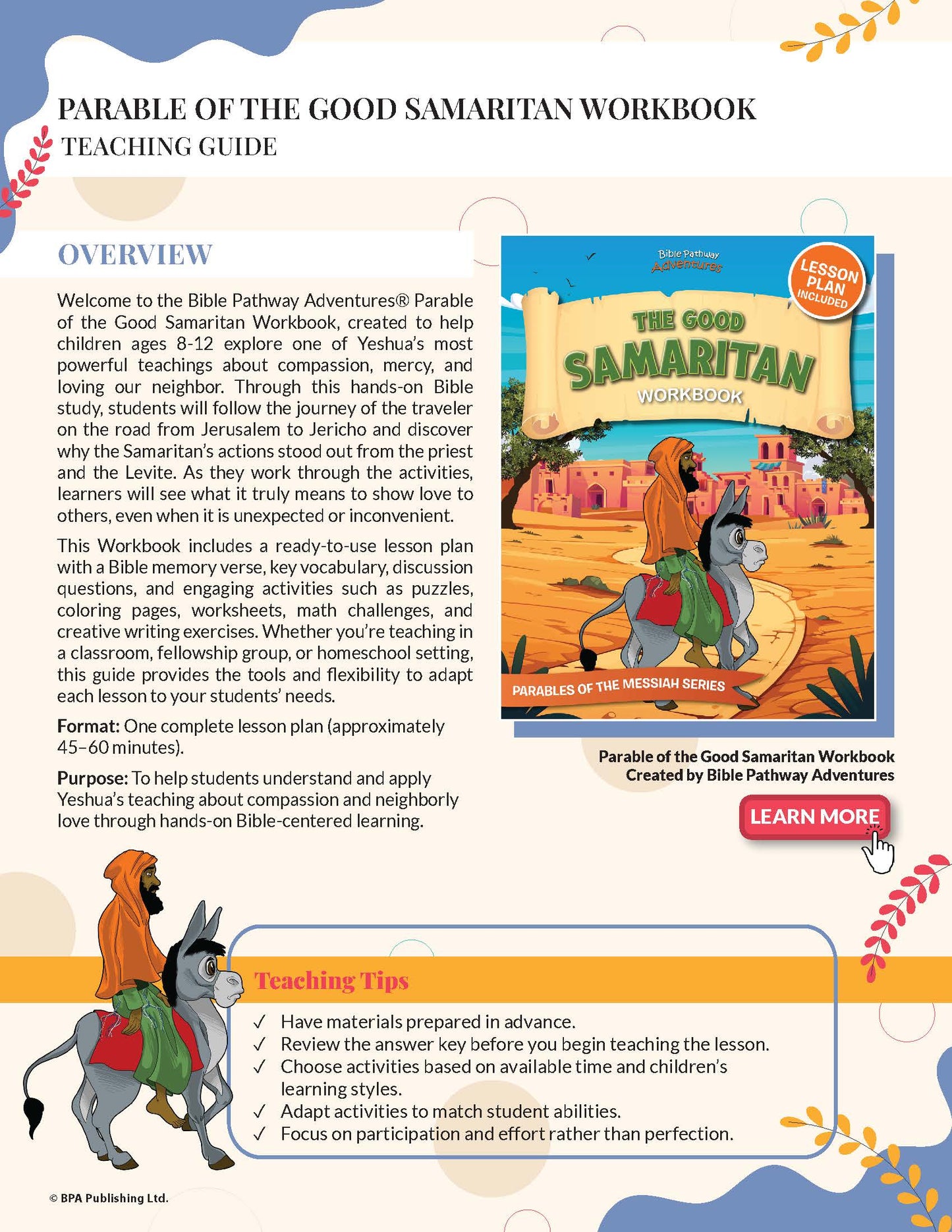 Parable of the Good Samaritan Workbook (PDF)