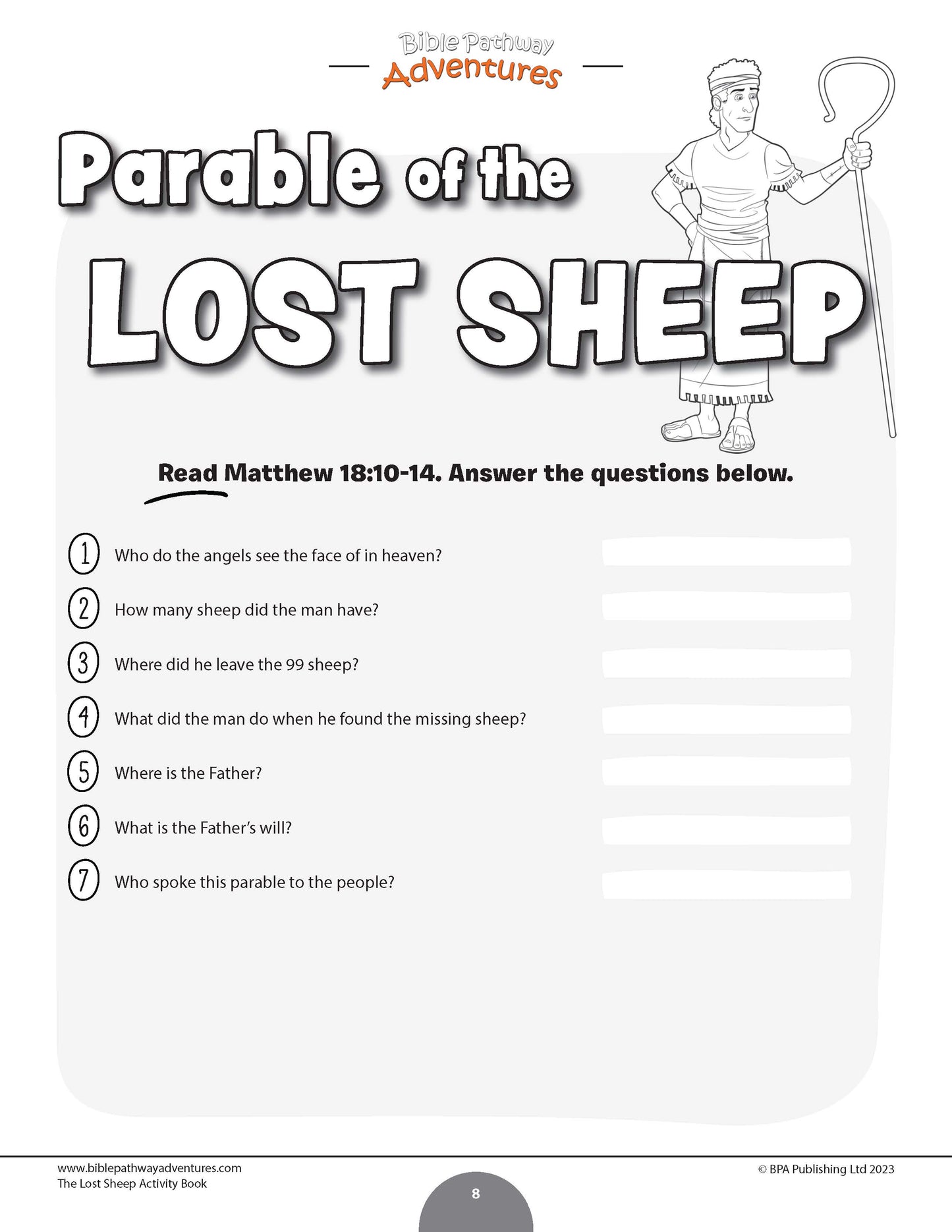Parable of the Lost Sheep Activity Book