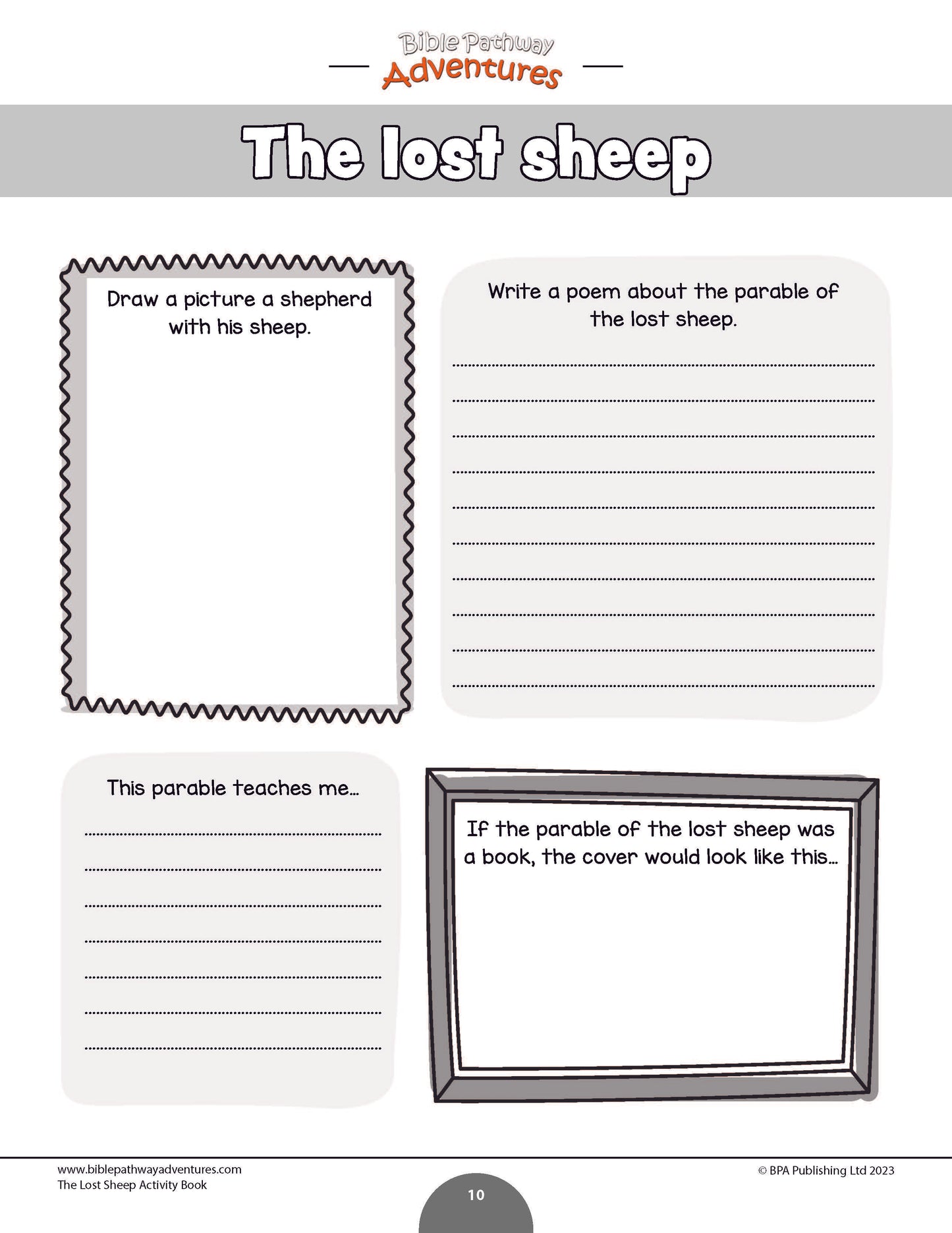 Libro de actividades de la parábola de la oveja perdida